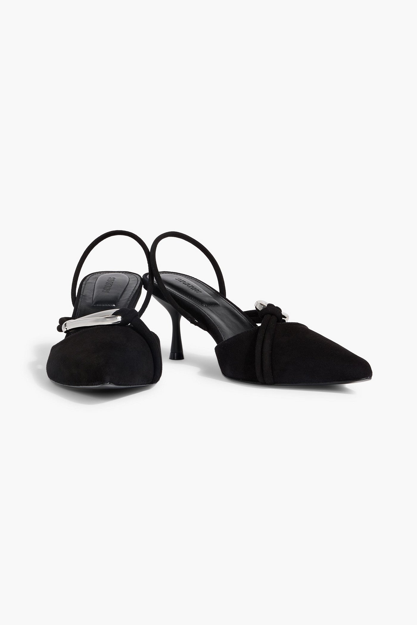 Simkhai Love Knot Embellished Suede Slingback Pumps Black Women's