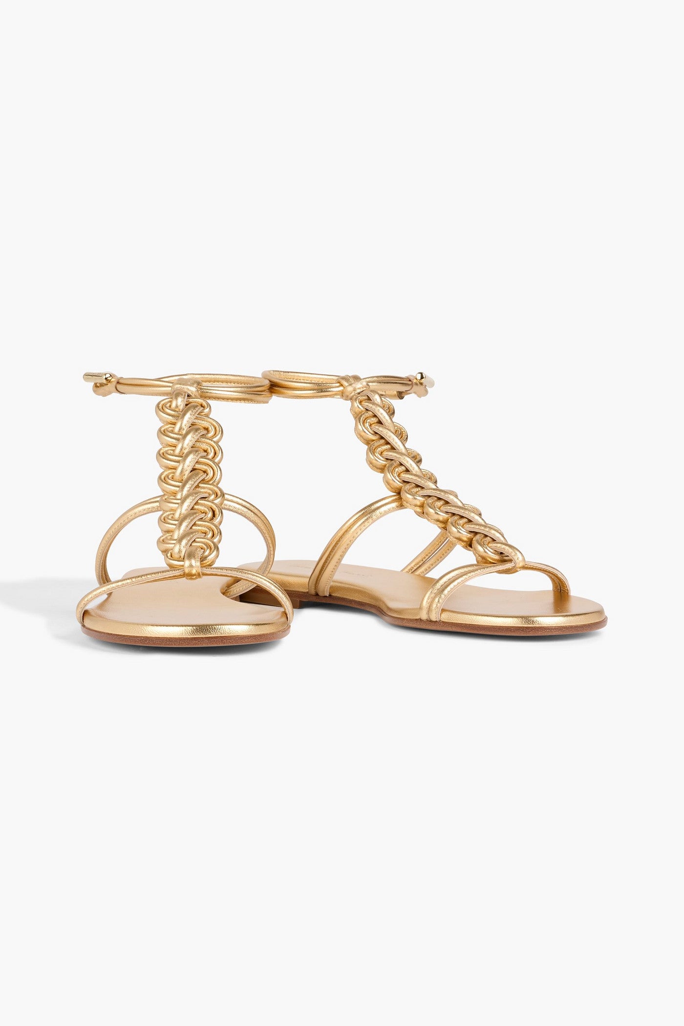 Gianvito Rossi Capua Braided Metallic Leather Sandals Gold Women's