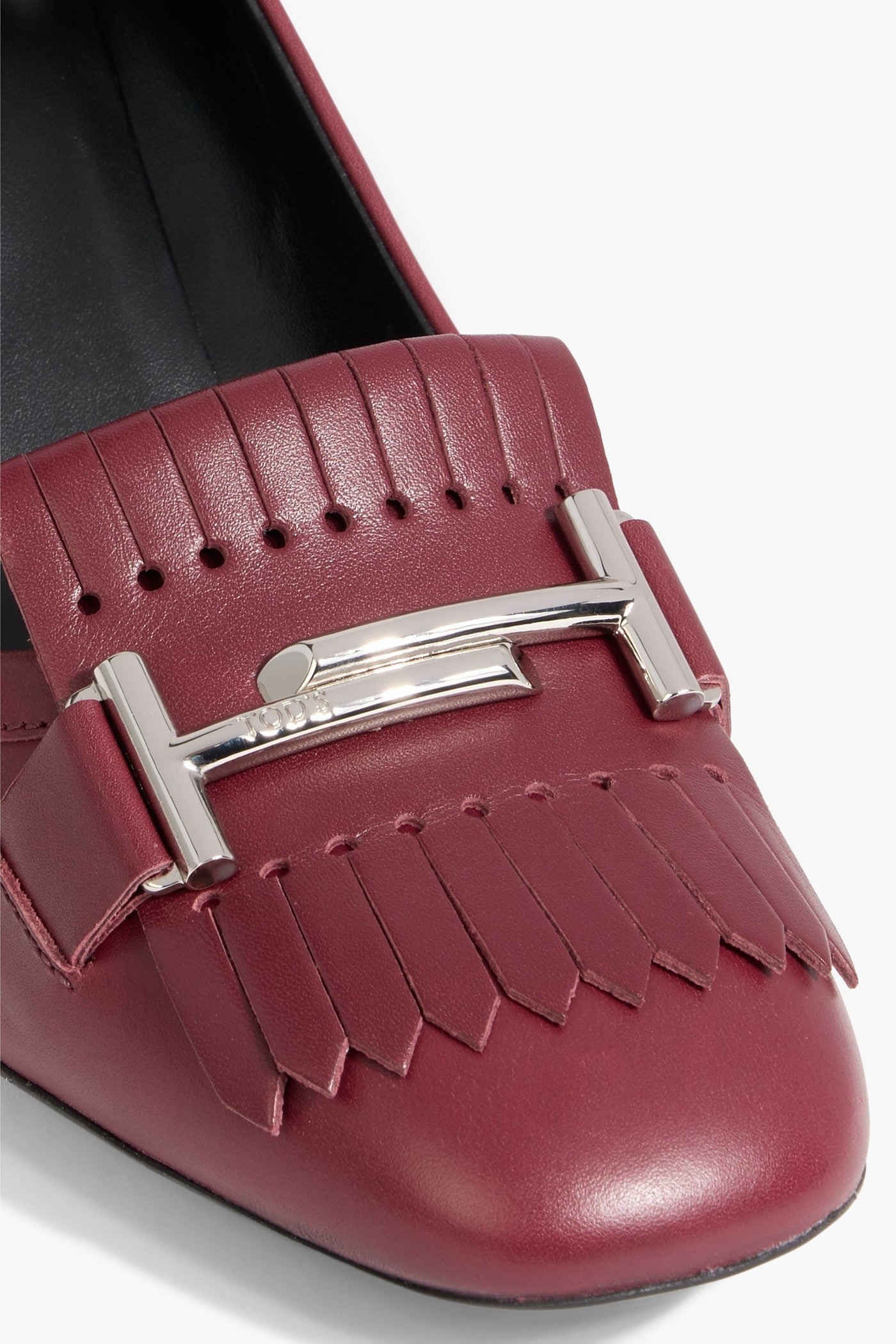 Tod's Double T Fringed Leather Pumps Merlot Women's