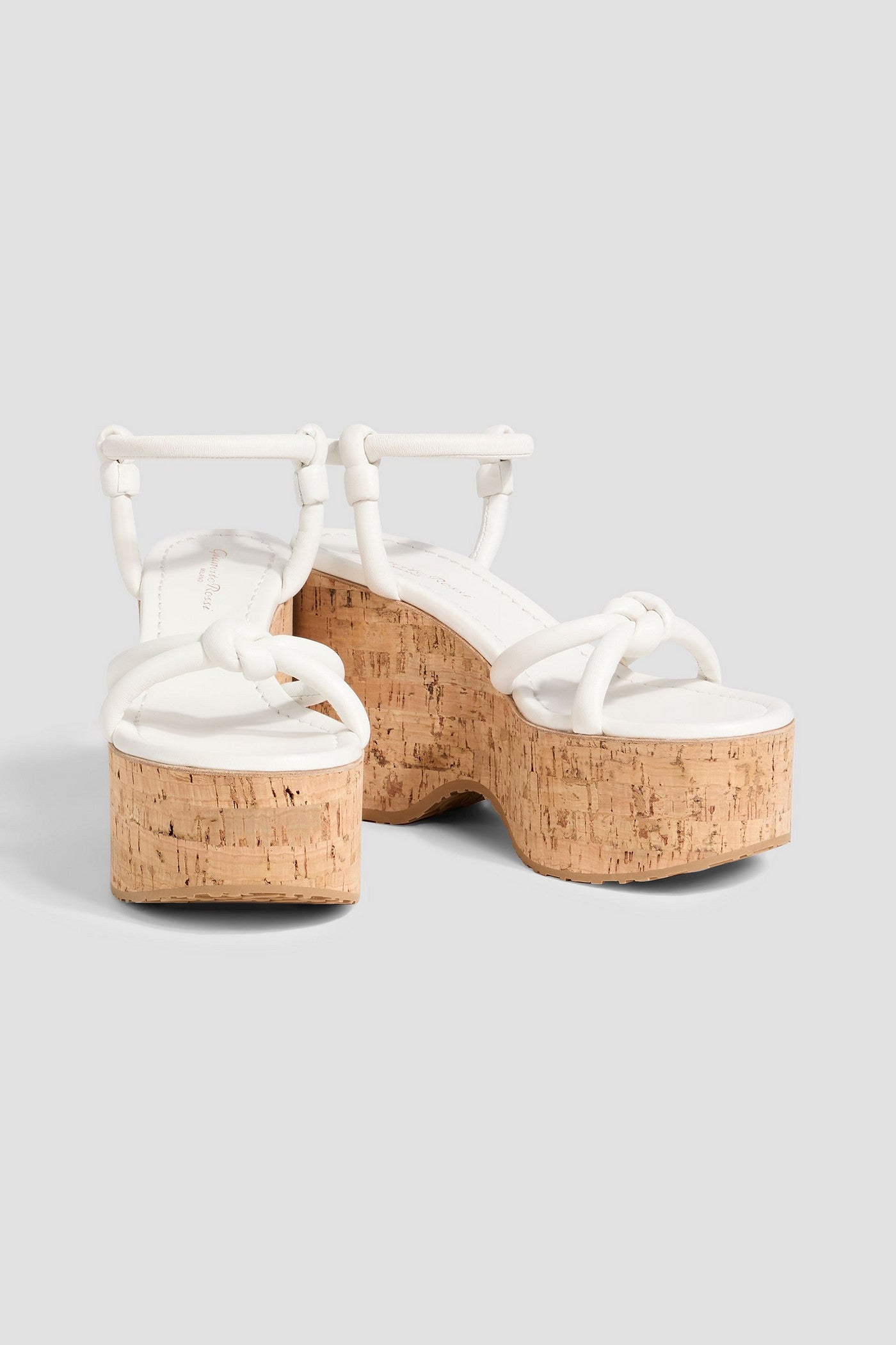Gianvito Rossi Alma Knotted Leather Platform Sandals White Women's