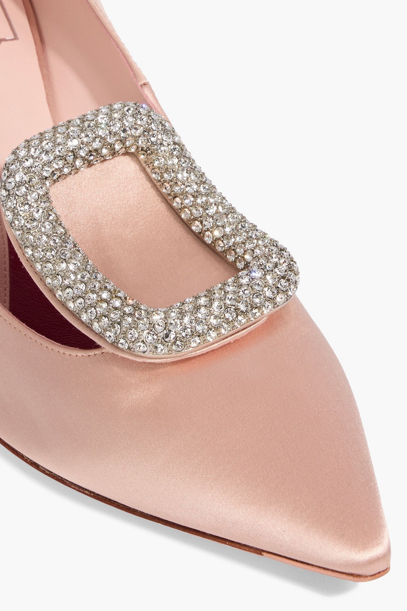 Roger Vivier Choc Strass Embellished Satin Pumps Blush Women's