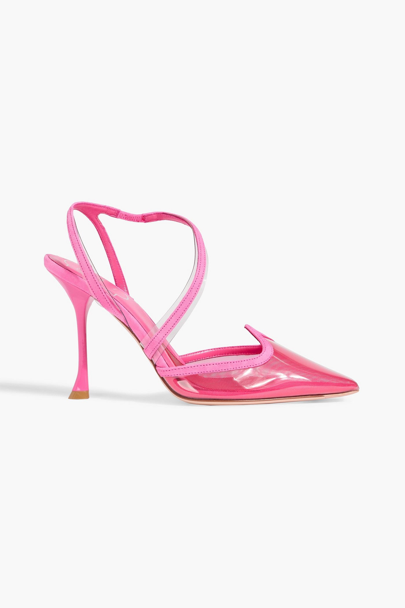 Roger Vivier I Love Vivier Suede-Trimmed Mesh And Pvc Slingback Pumps Pink Women's