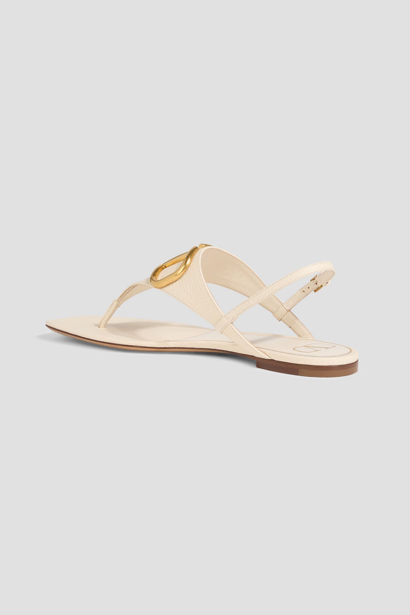 Valentino Garavani Vlogo Pebbled-Leather Slingback Sandals Ivory Women's