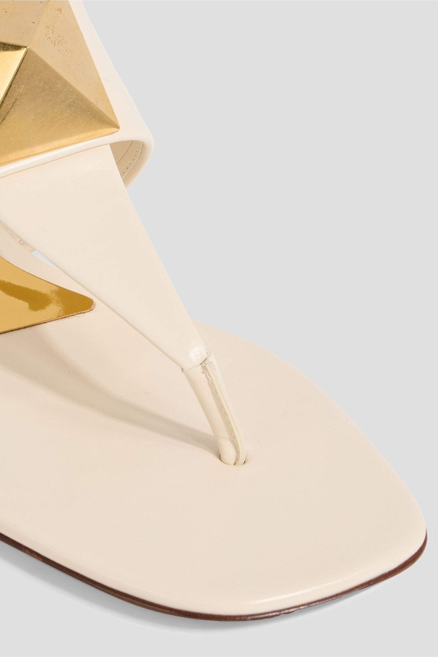 Valentino Garavani One Stud Leather Sandals Ivory Women's
