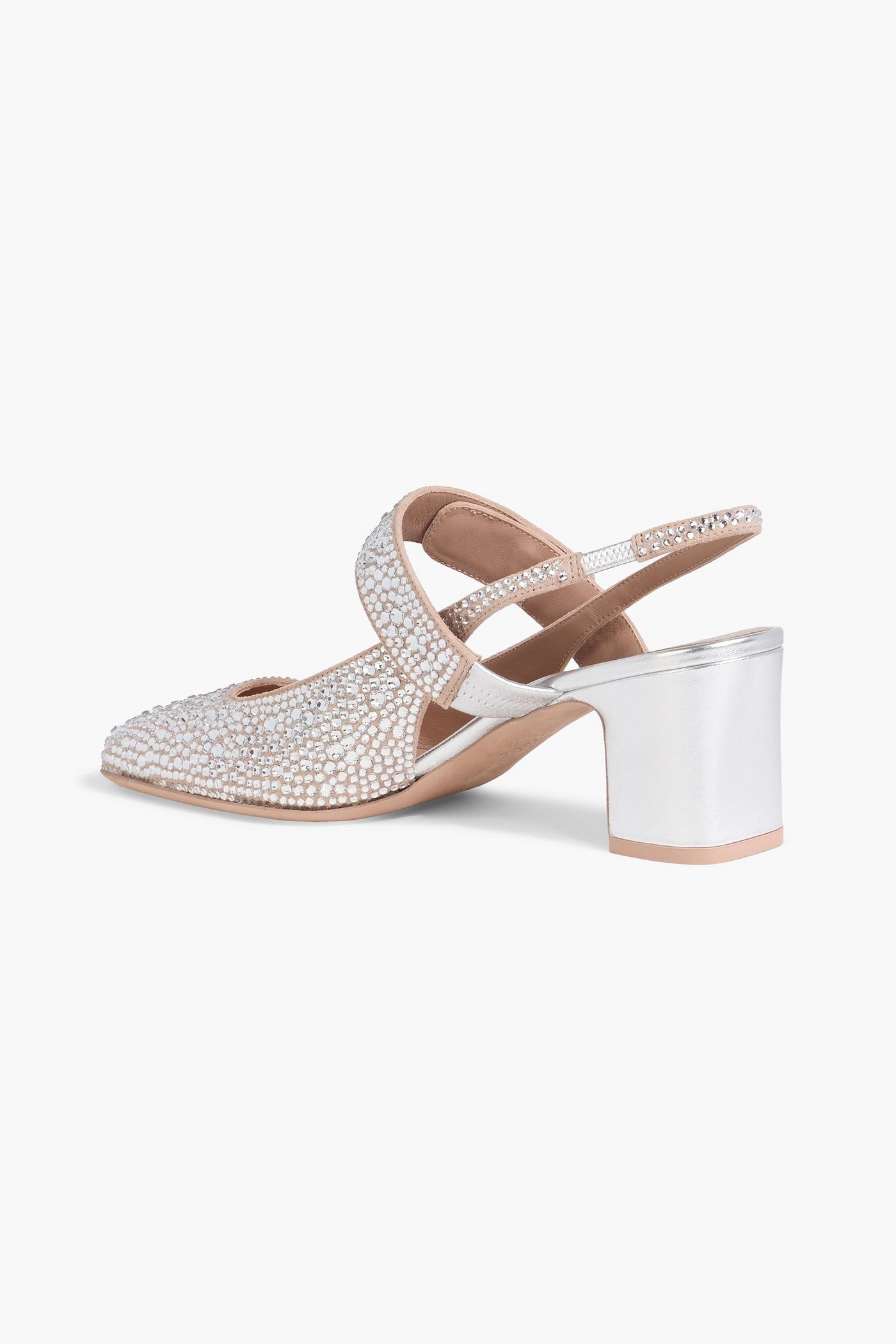 Valentino Garavani Vlogo Locker 60 Crystal-Embellished Slingback Pumps Silver Women's