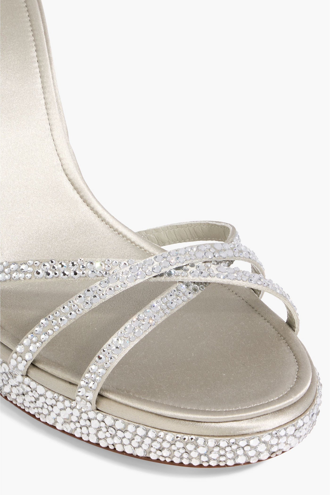 Valentino Garavani Eveninglam Crystal-Embellished Satin Platform Sandals Silver Women's