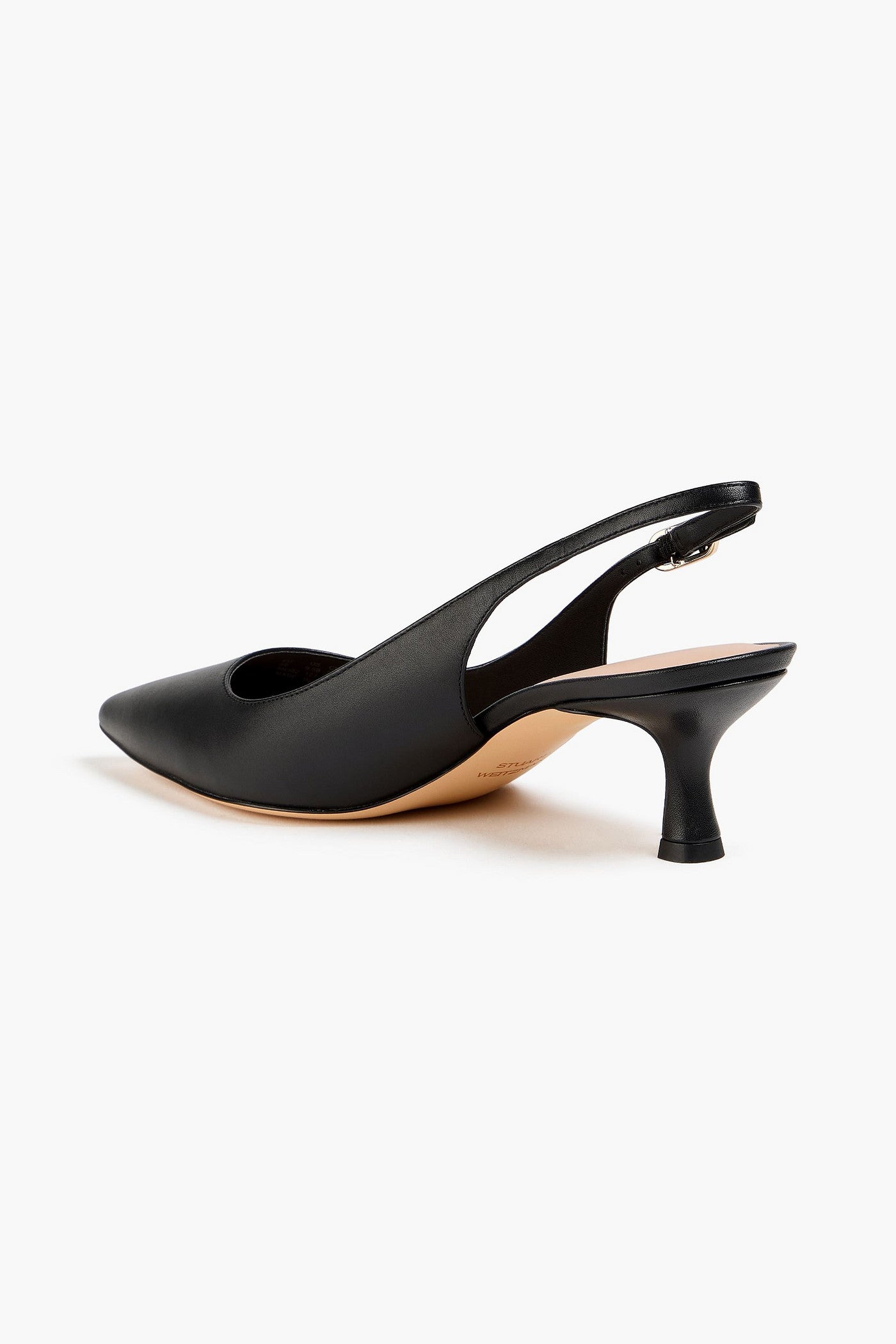 Stuart Weitzman Isla 50 Leather Slingback Pumps Black Women's