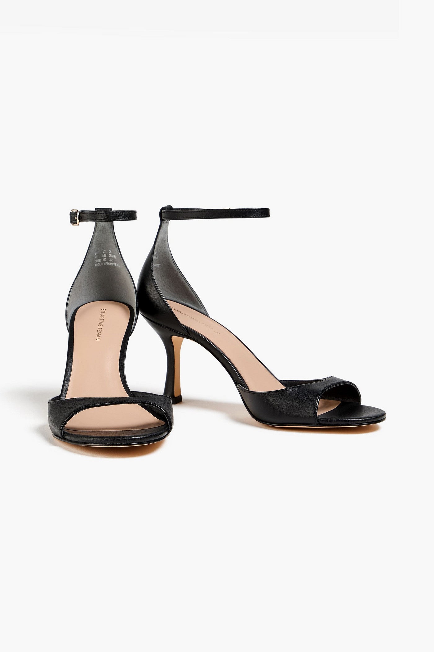 Stuart Weitzman Isla 75 Leather Sandals Black Women's
