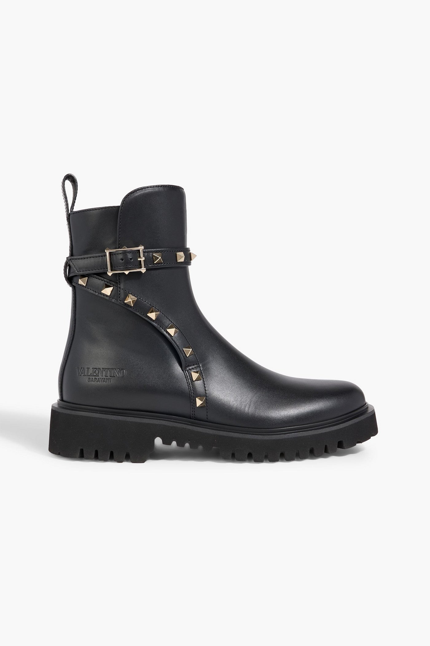 Valentino Garavani Rockstud Leather Ankle Boots Black Women's
