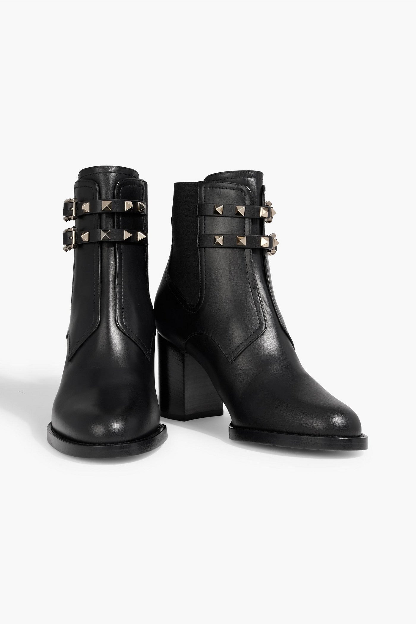 Valentino Garavani Rockstud Leather Ankle Boots Black Women's