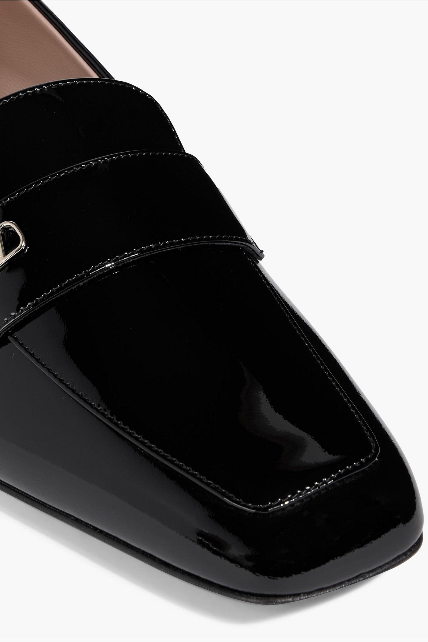 Valentino Garavani Vlogo Patent-Leather Loafers Black Women's