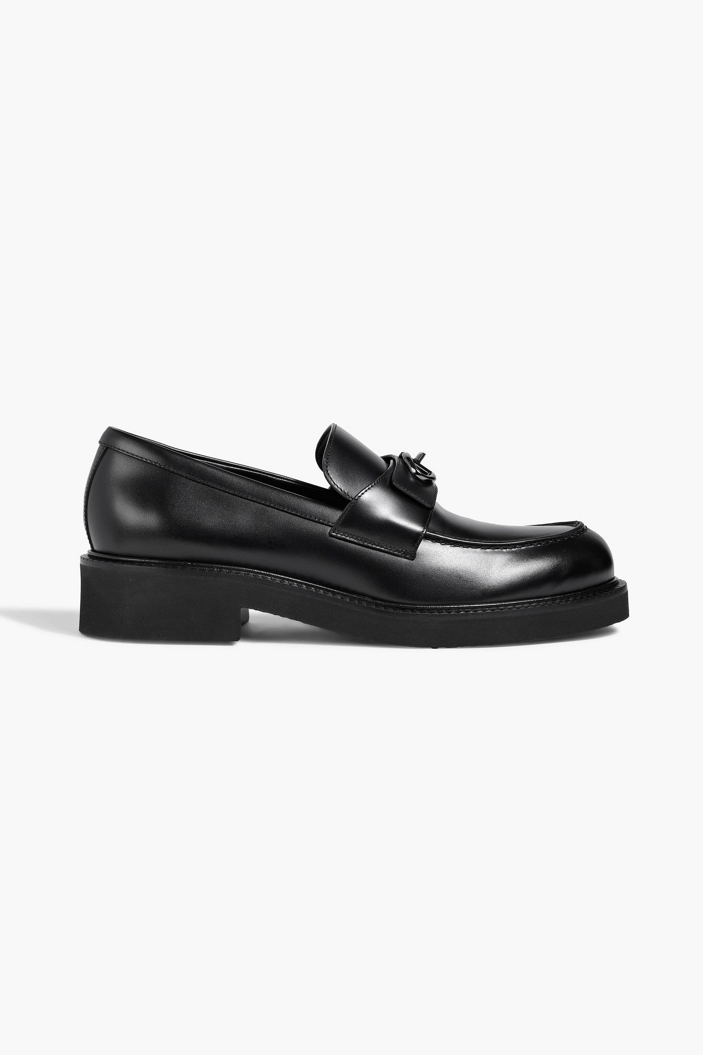 Valentino Garavani Vlogo Signature Leather Loafers Black Women's