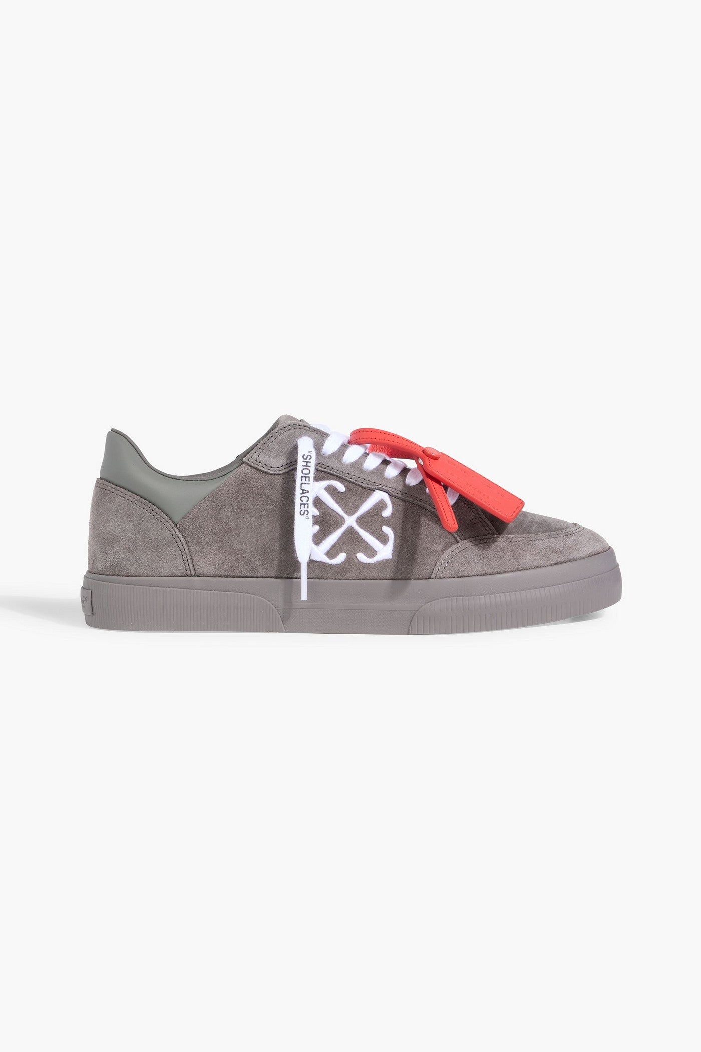 Off-White New Vulcanized Embroidered Suede Sneakers Gray