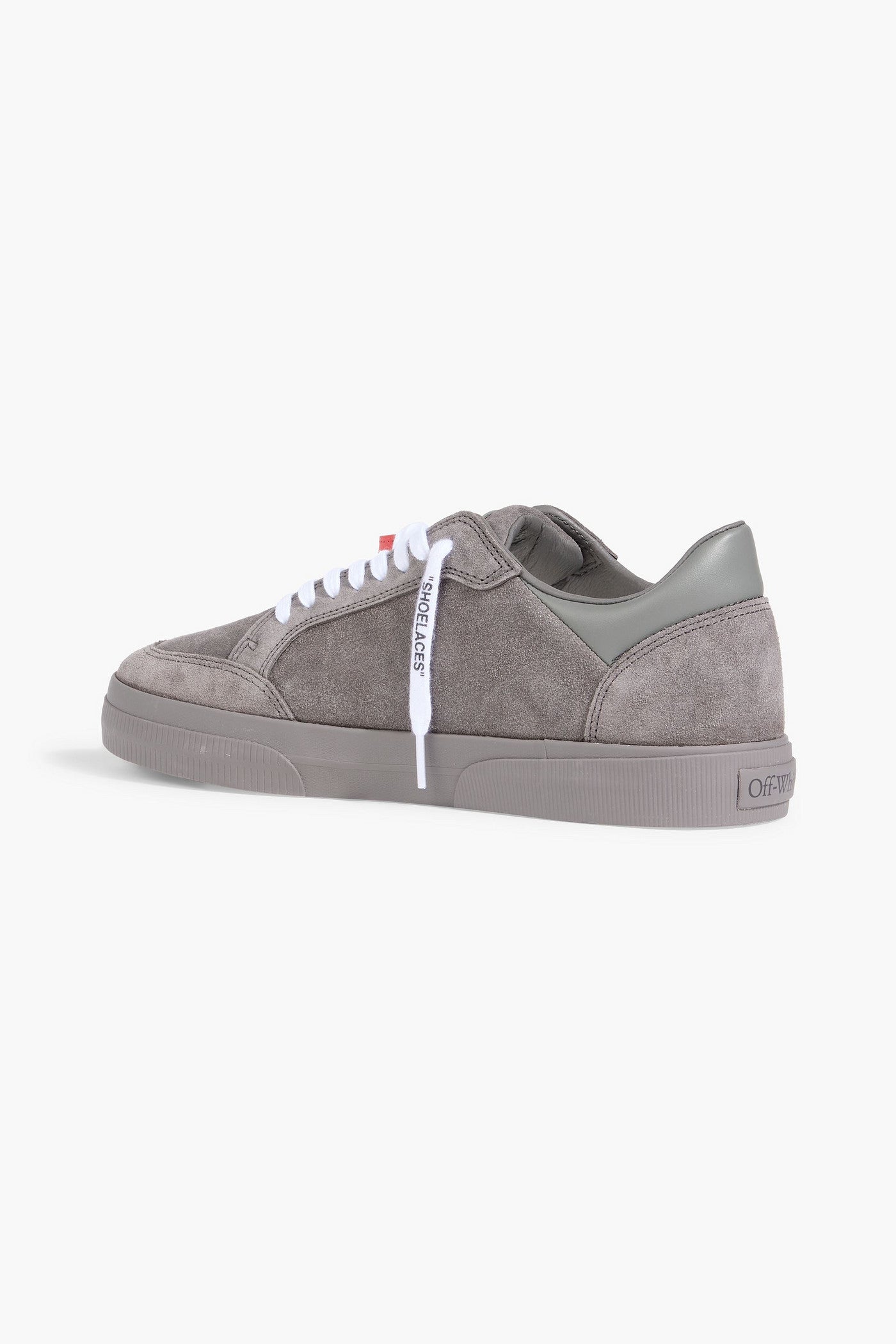 Off-White New Vulcanized Embroidered Suede Sneakers Gray