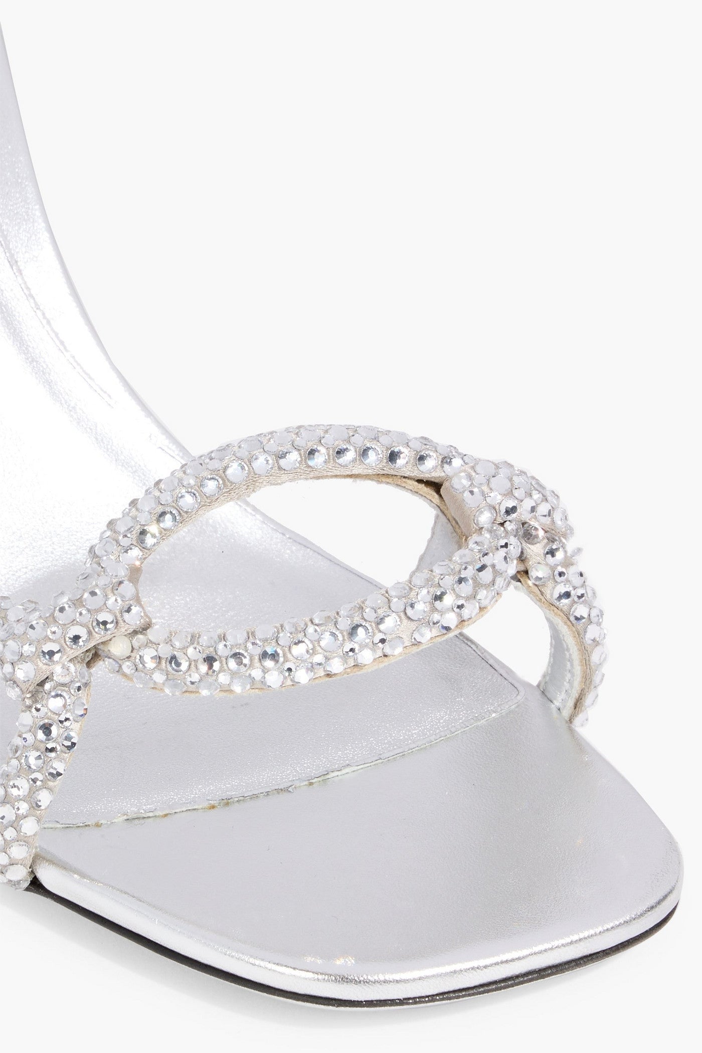 Valentino Garavani Chain 1967 Embellished Metallic Leather Sandals Silver Women's