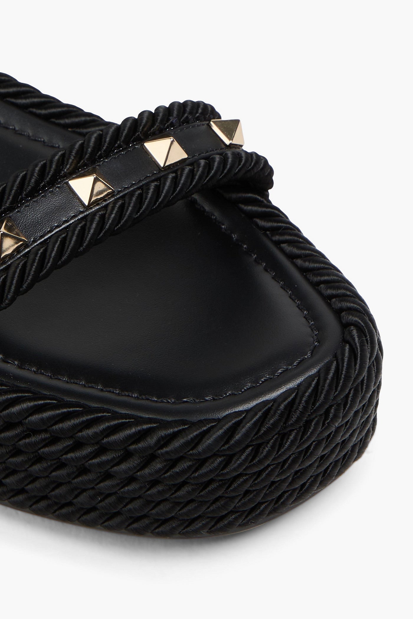 Valentino Garavani Rockstud Leather And Cord Platform Sandals Black Women's