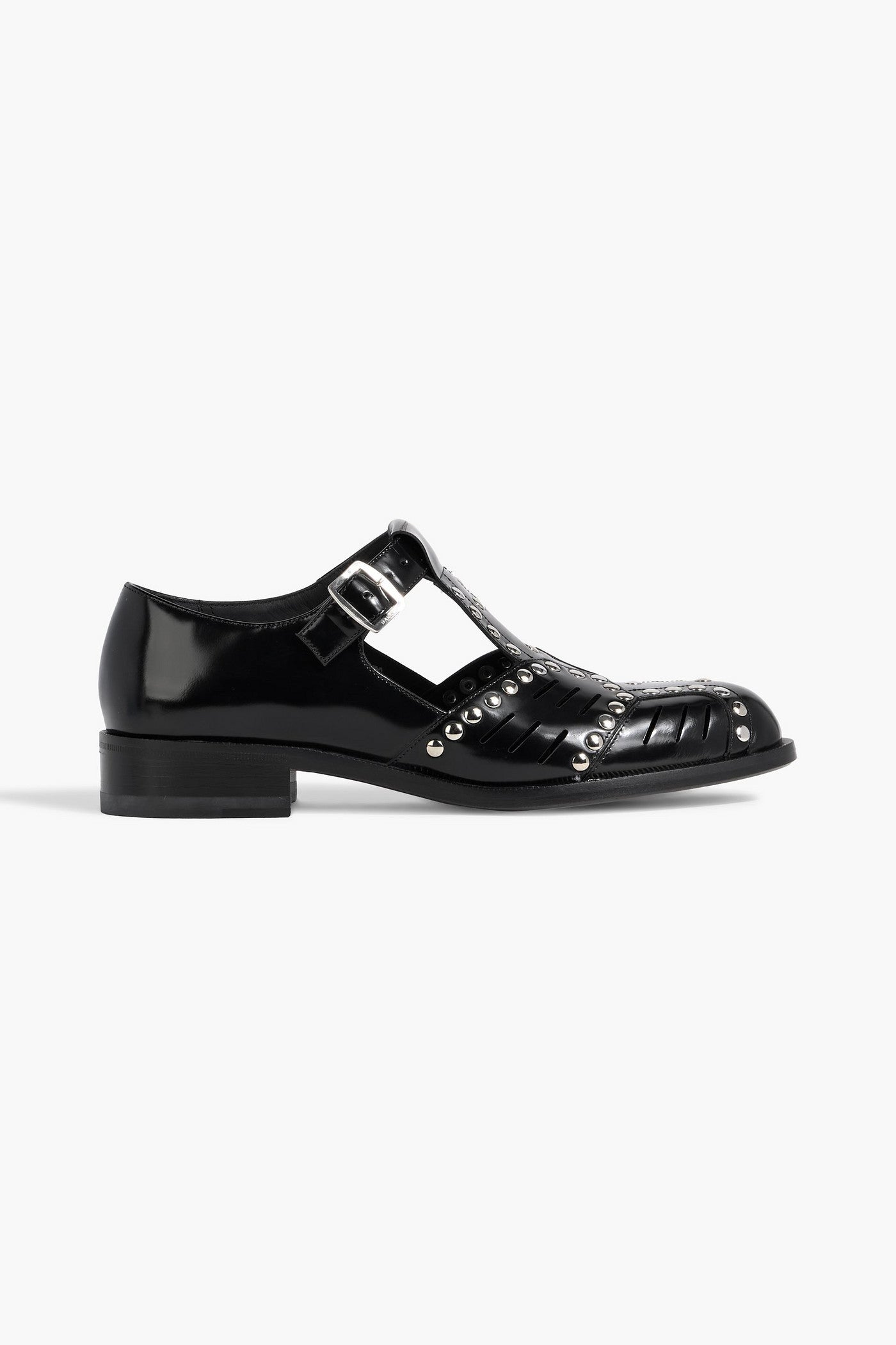 Bally Spiegel Studded Glossed-Leather Sandals Black Women's