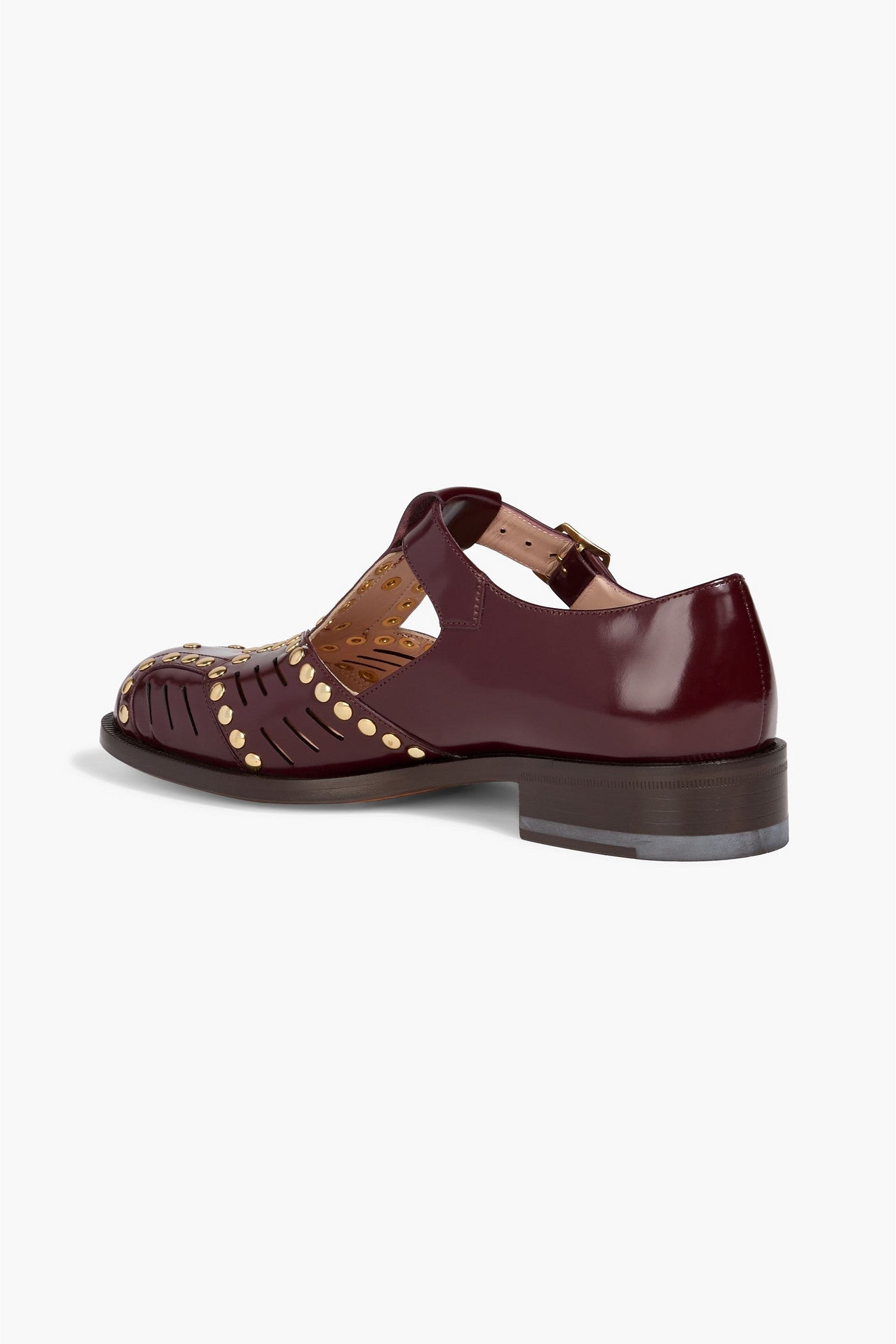 Bally Spiegel Studded Glossed-Leather Sandals Merlot Women's