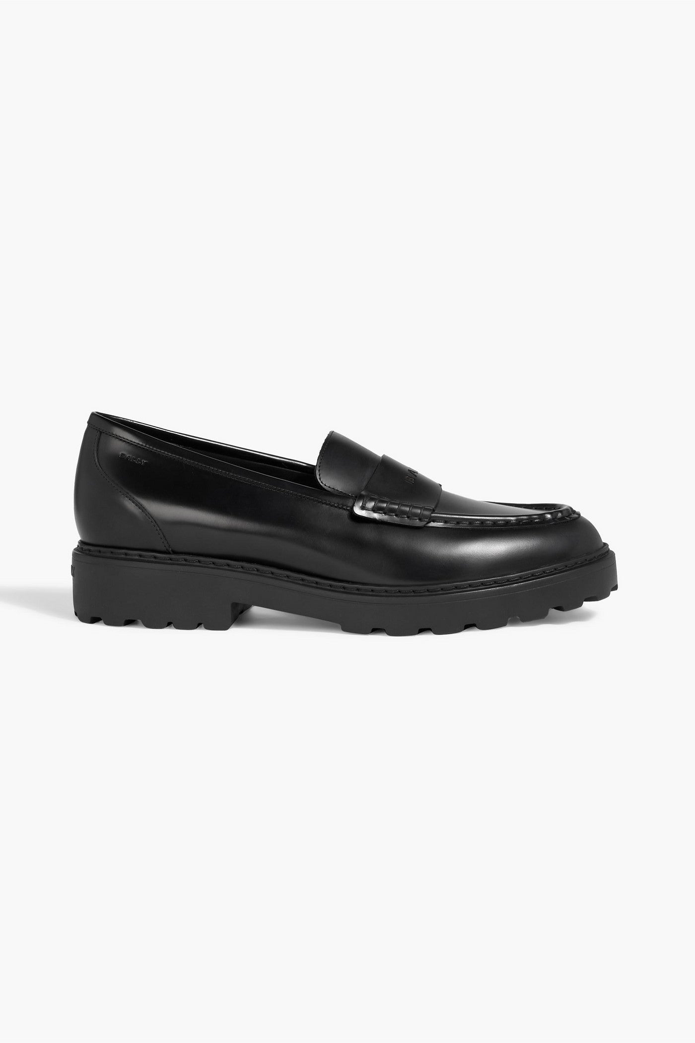 Bally Laely Laser-Cut Leather Loafers Black Women's