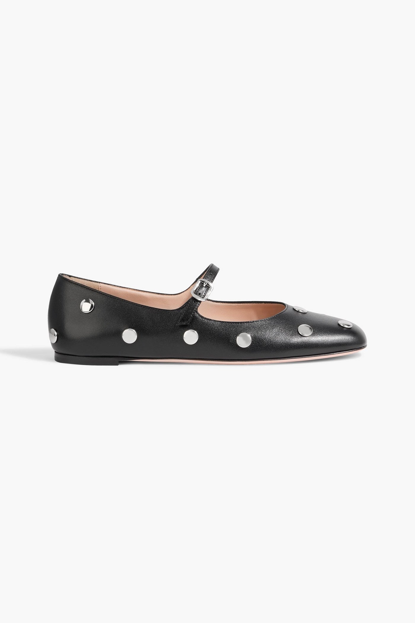 Bally Belkys Studded Leather Mary Jane Flats Black Women's