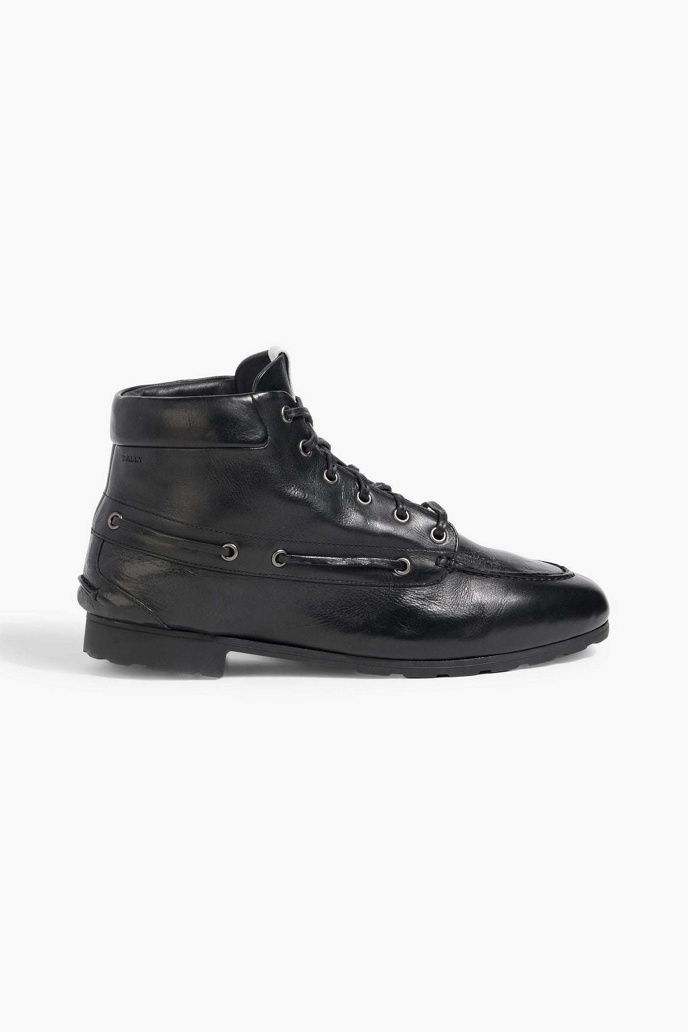 Bally Paphos Leather Combat Boots Black Women's