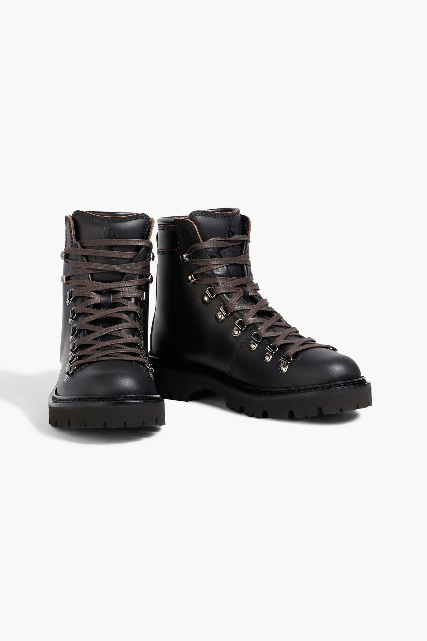 Bally Wardel Leather Combat Boots Black Women's