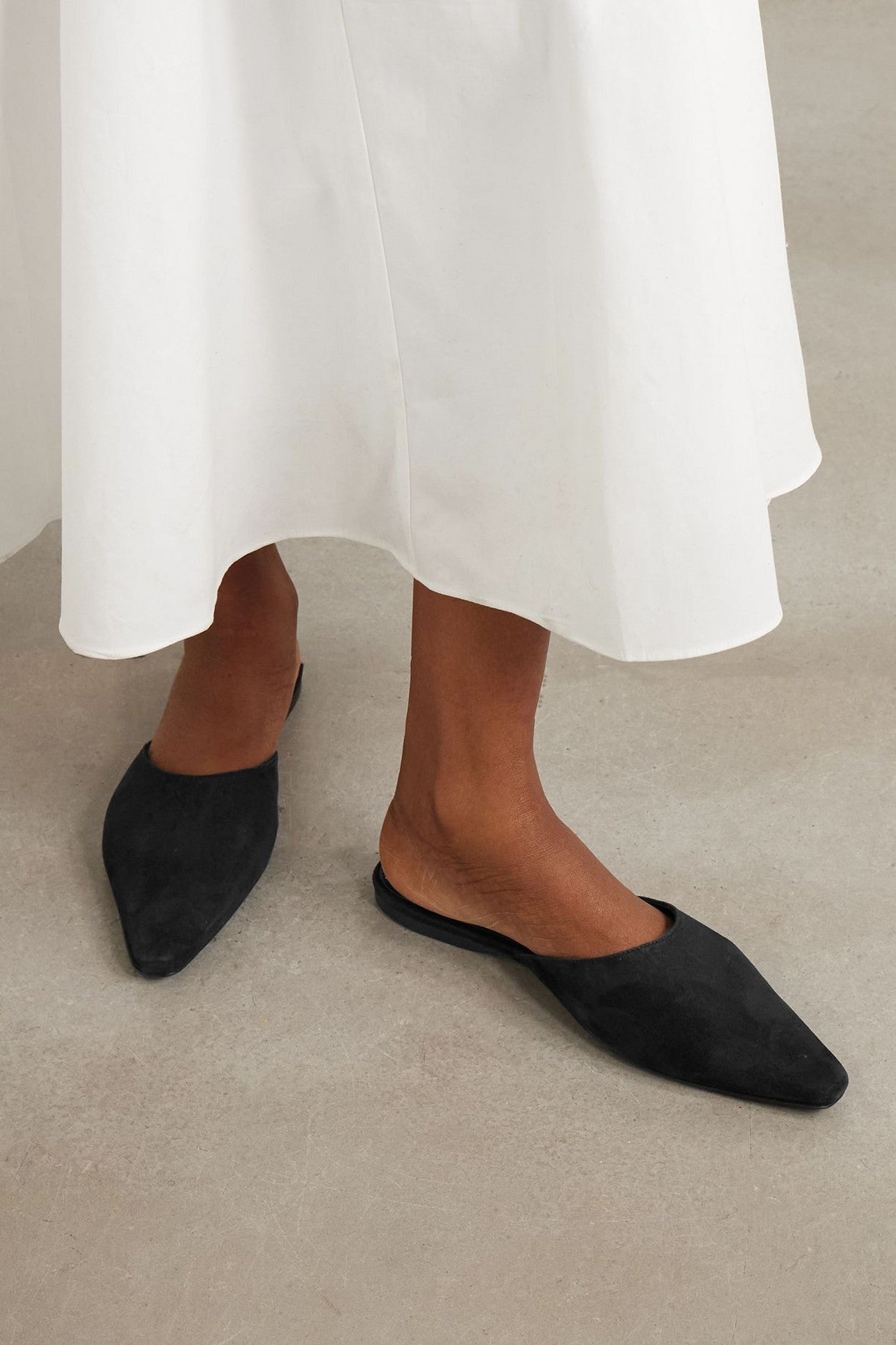 Tove Pheby Point-Toe Suede Mules Black Women's