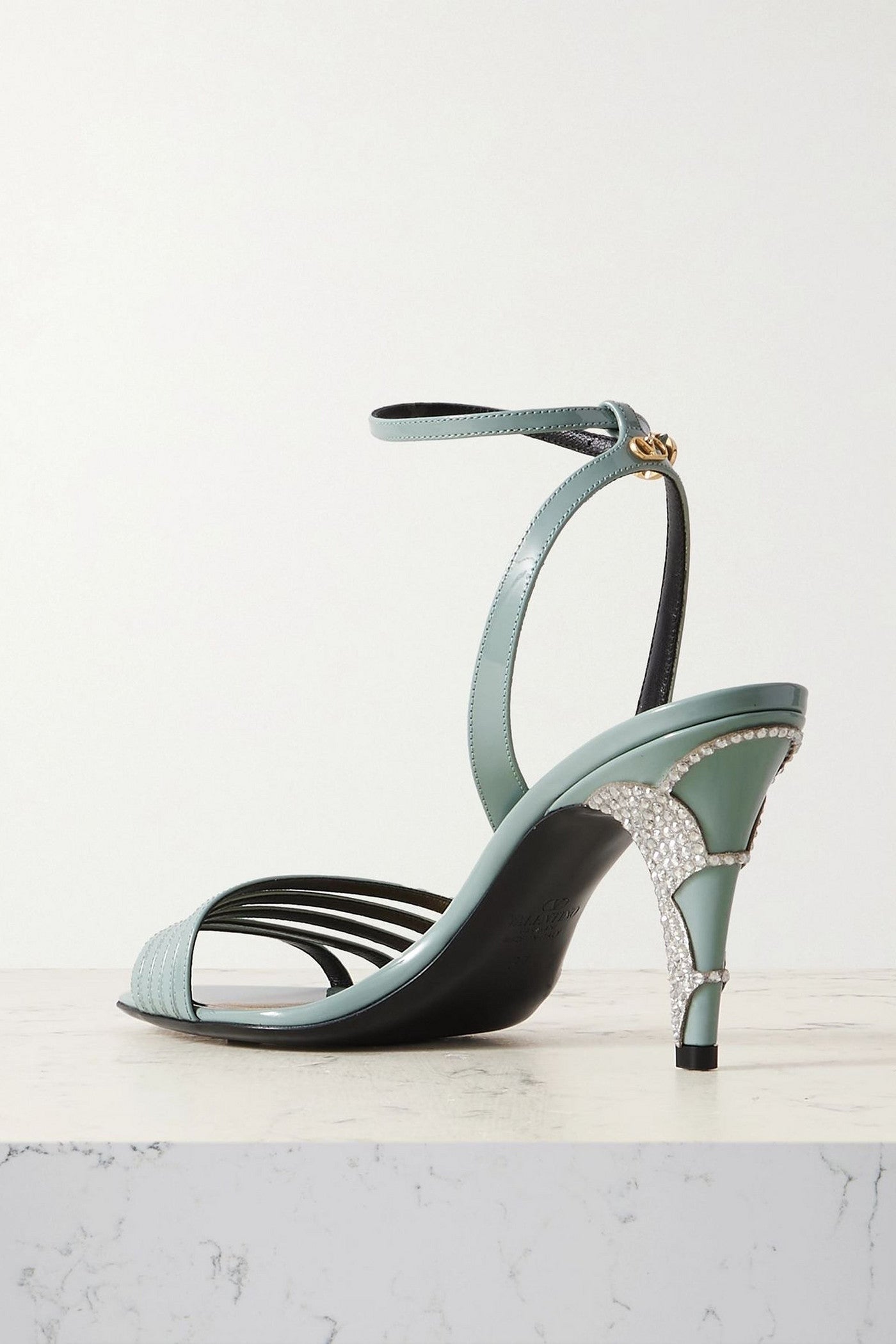 Valentino Garavani Ladycrush Glossed-Leather Pumps Sky Blue Women's