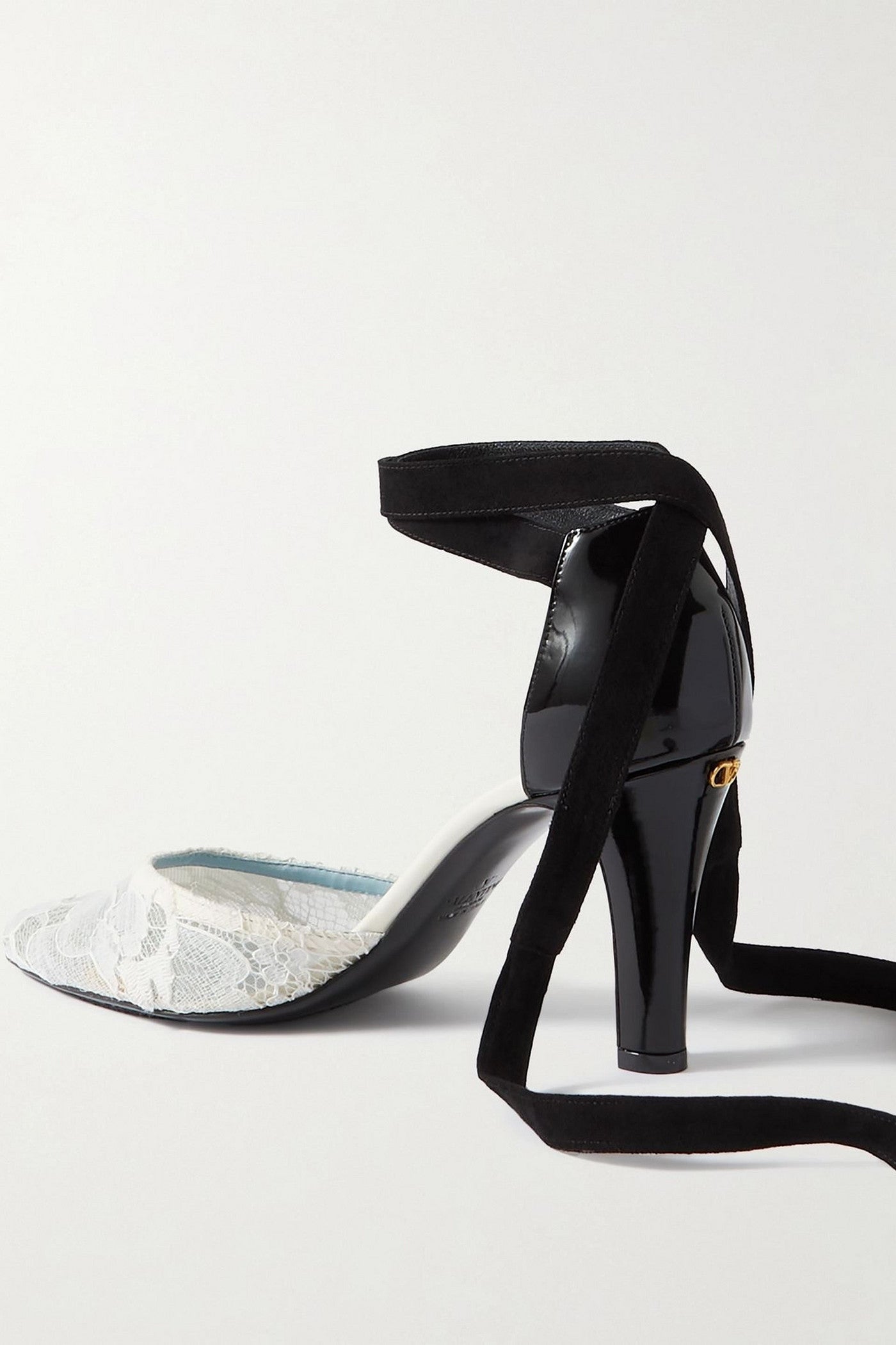 Valentino Garavani 85 Embellished Suede-Trimmed Corded Lace And Patent-Leather Pumps White Women's