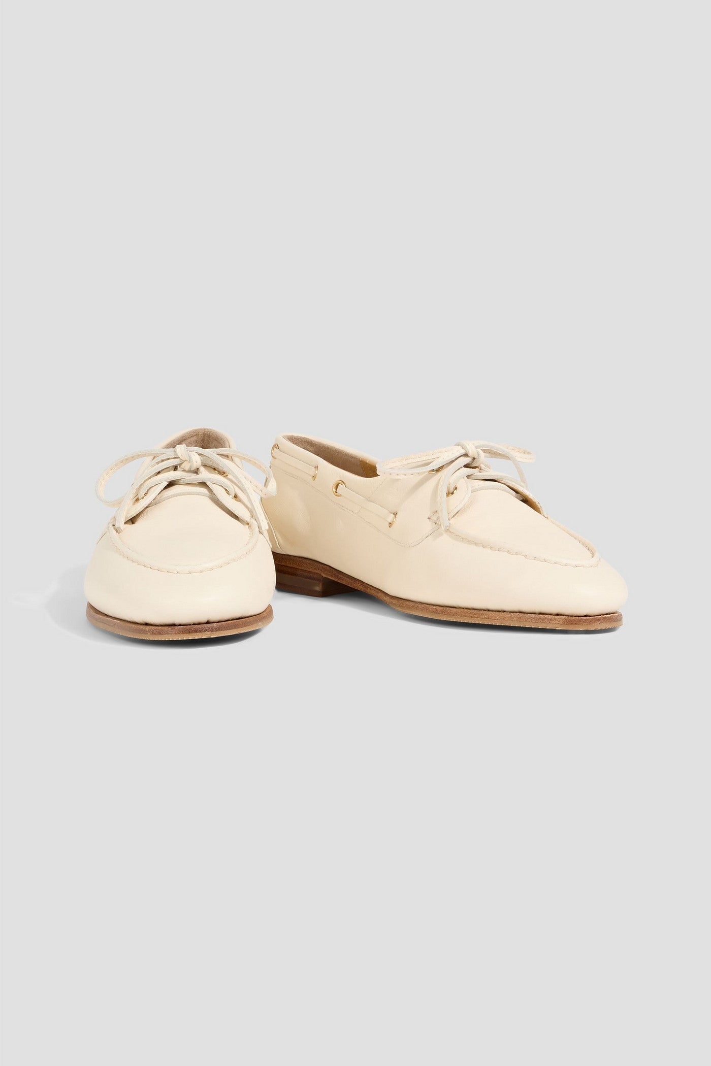 Bally Pathy Leather Boat Shoes Cream Women's