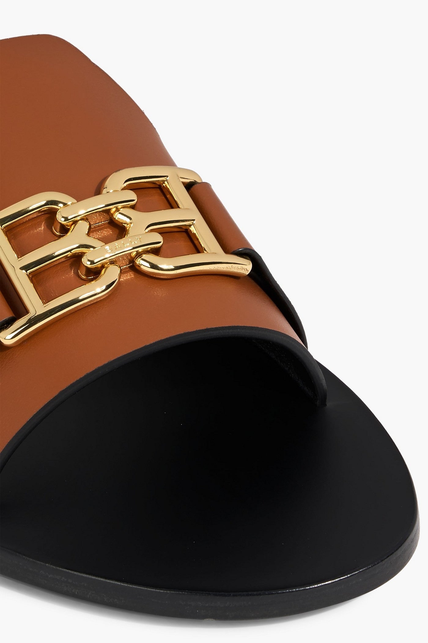 Bally Positano Embellished Leather Slides Light Brown Women's
