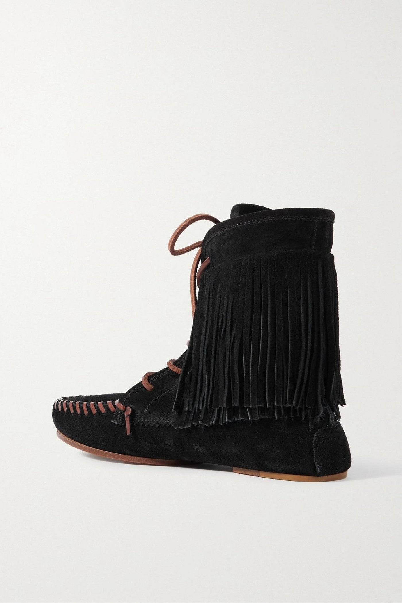 Paris Texas Indiana Fringed Suede Ankle Boots Black Women's