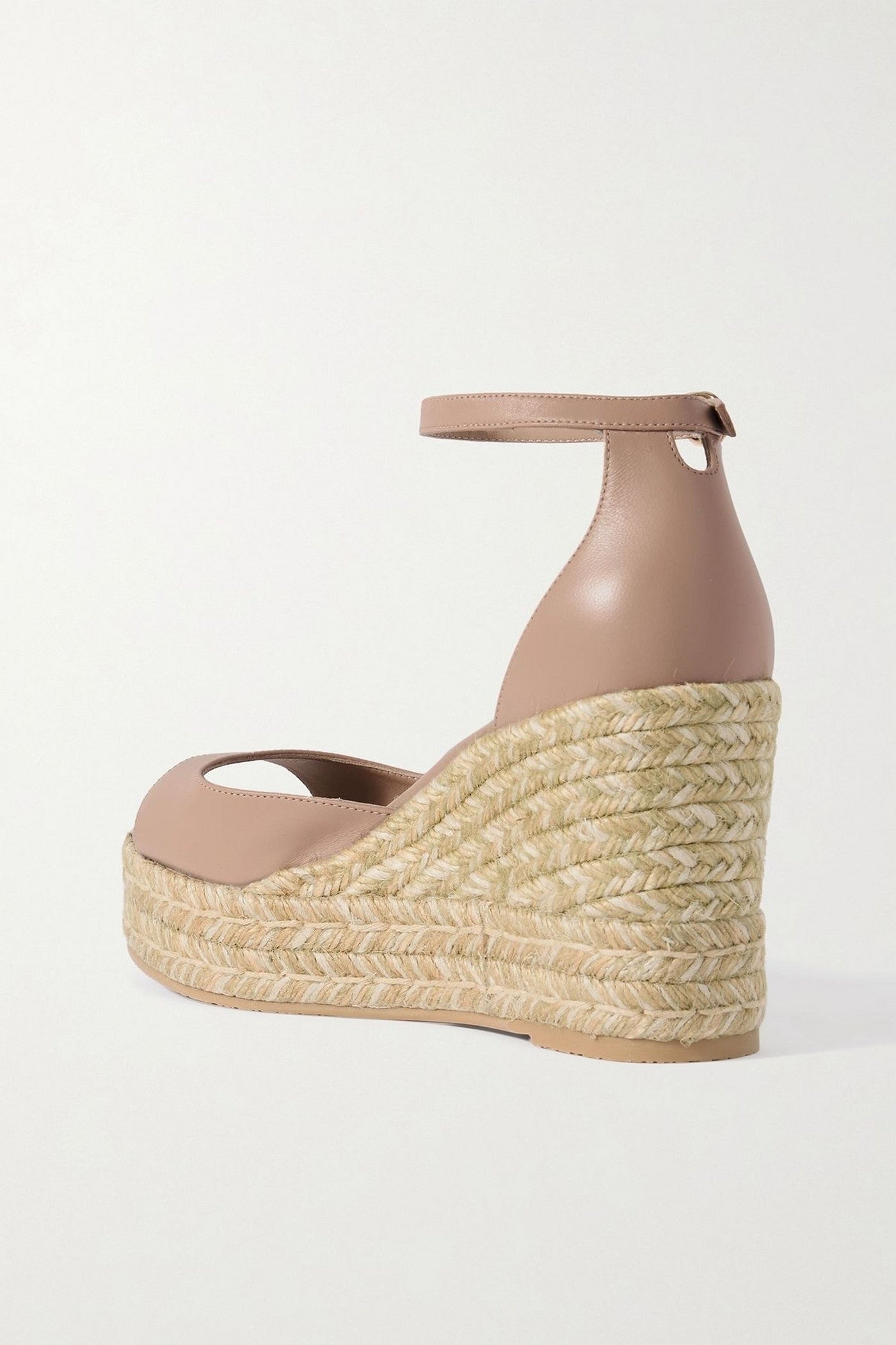 Stuart Weitzman Leather Espadrille Wedge Sandals Taupe Women's