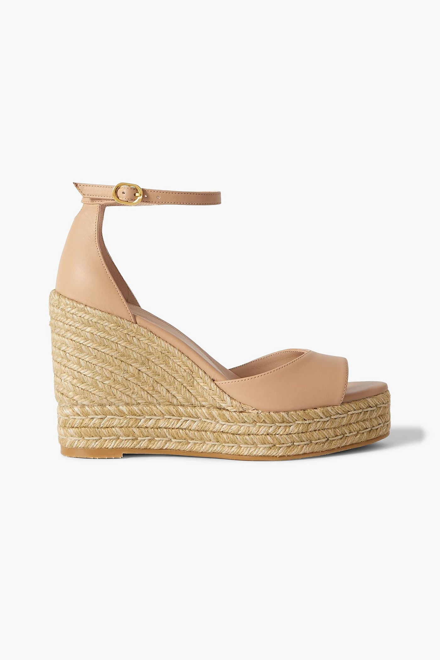 Stuart Weitzman Leather Espadrille Wedge Sandals Neutral Women's