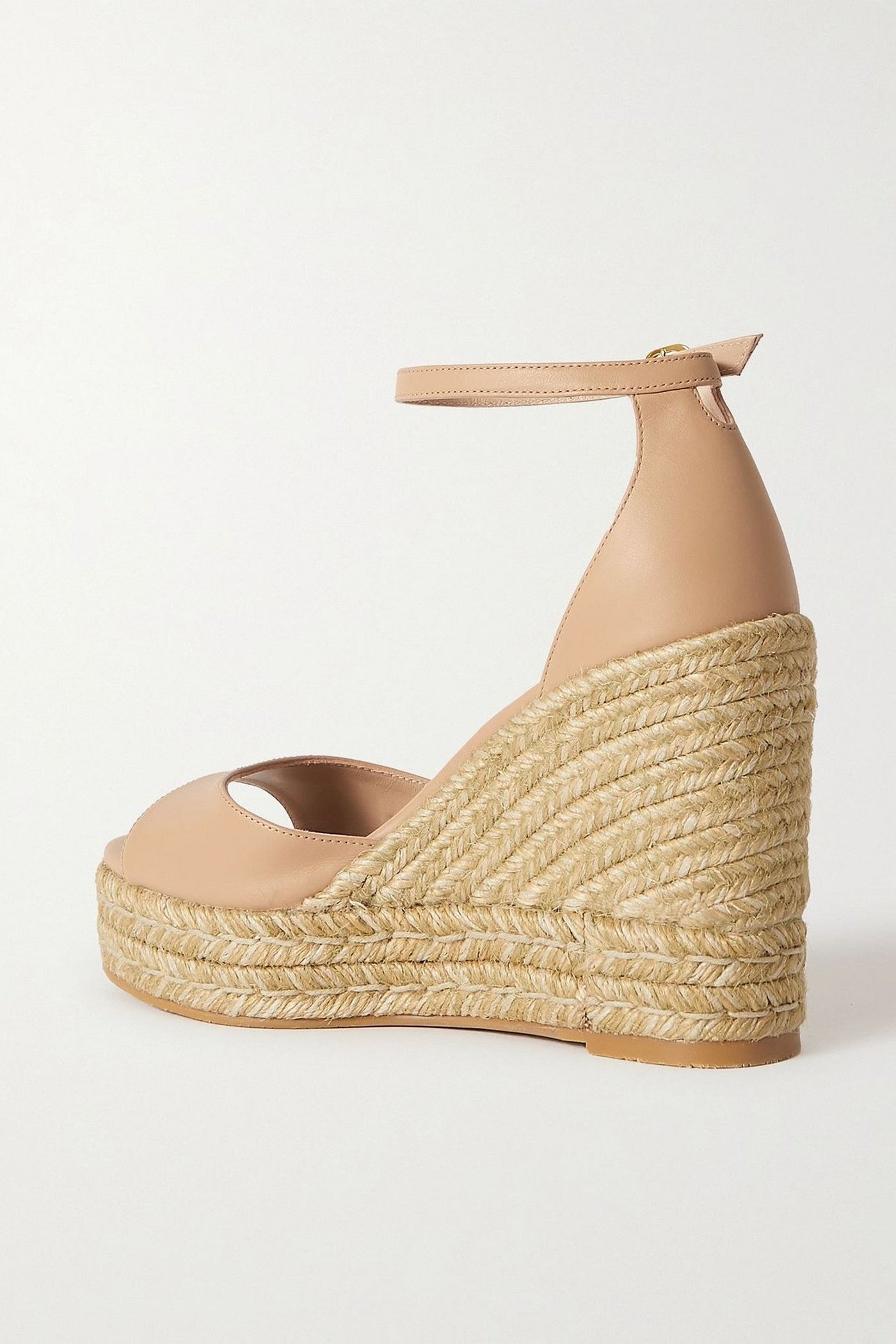 Stuart Weitzman Leather Espadrille Wedge Sandals Neutral Women's