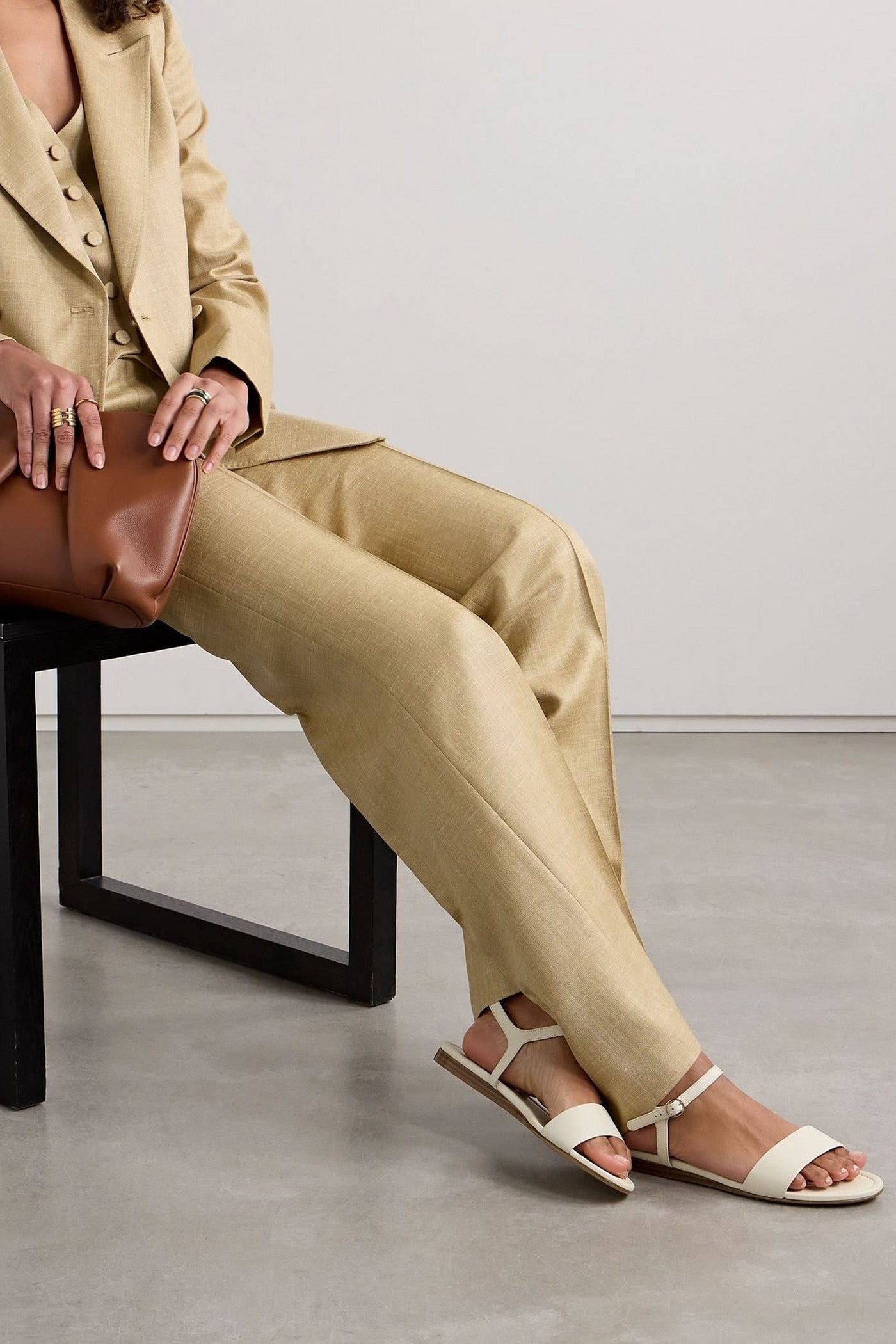 Gabriela Hearst Alexi Leather Sandals Ivory Women's