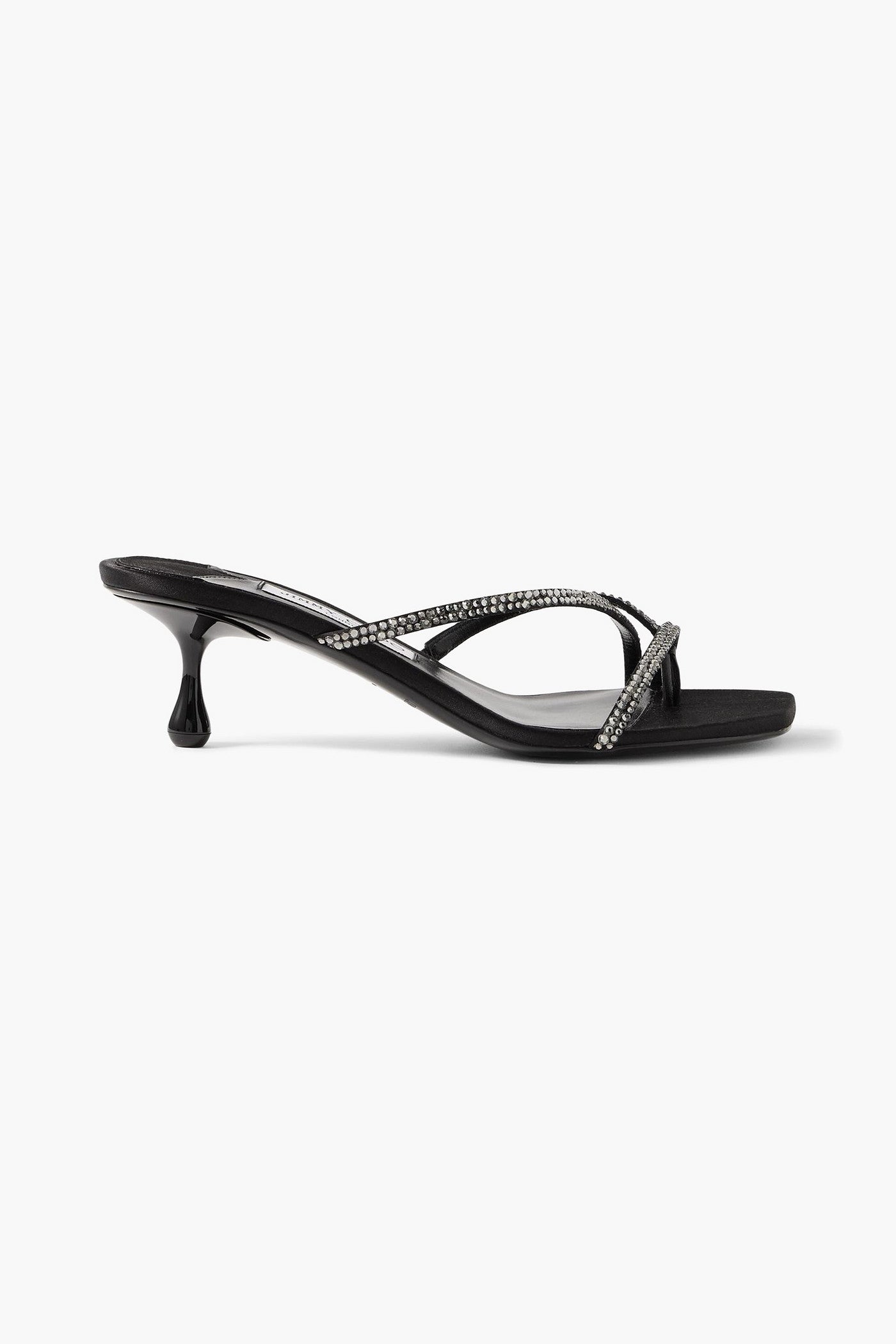 Jimmy Choo Etana 50 Crystal-Embellished Satin Mules Black Women's