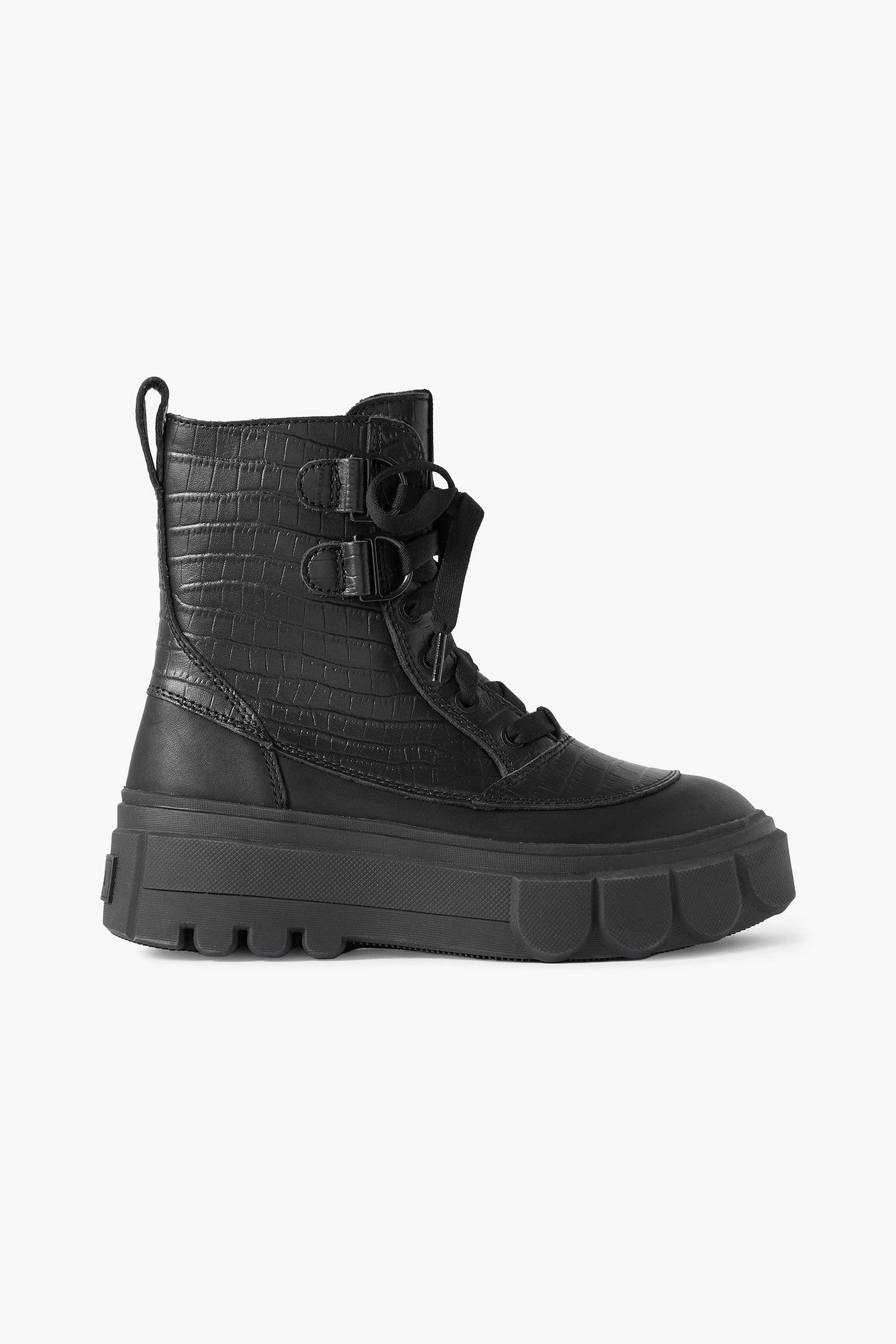 Sorel Caribou Smooth And Croc-Effect Leather Ankle Boots Black Women's