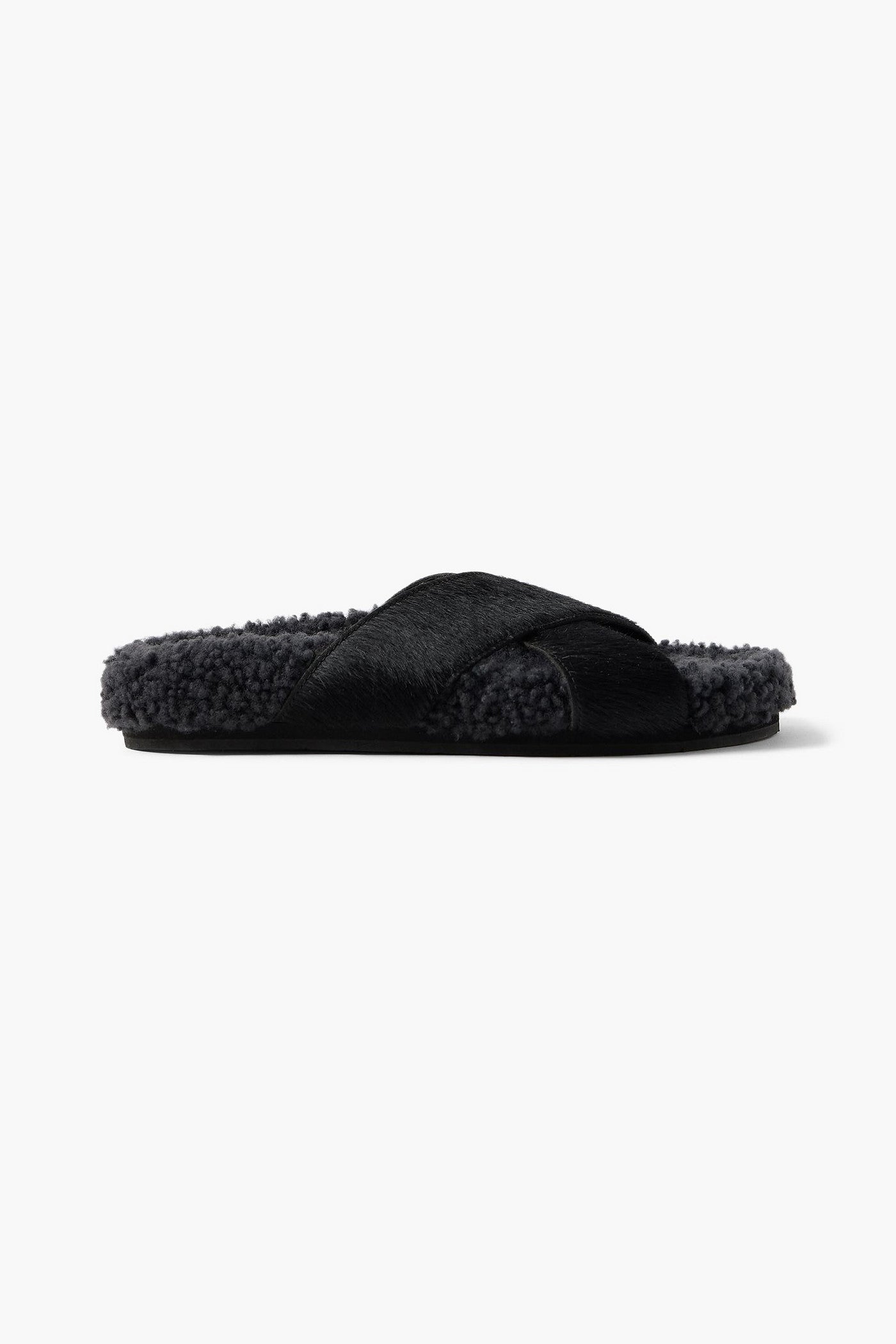 Ancient Greek Sandals Anilio Calf Hair And Shearling Slides Black Women's
