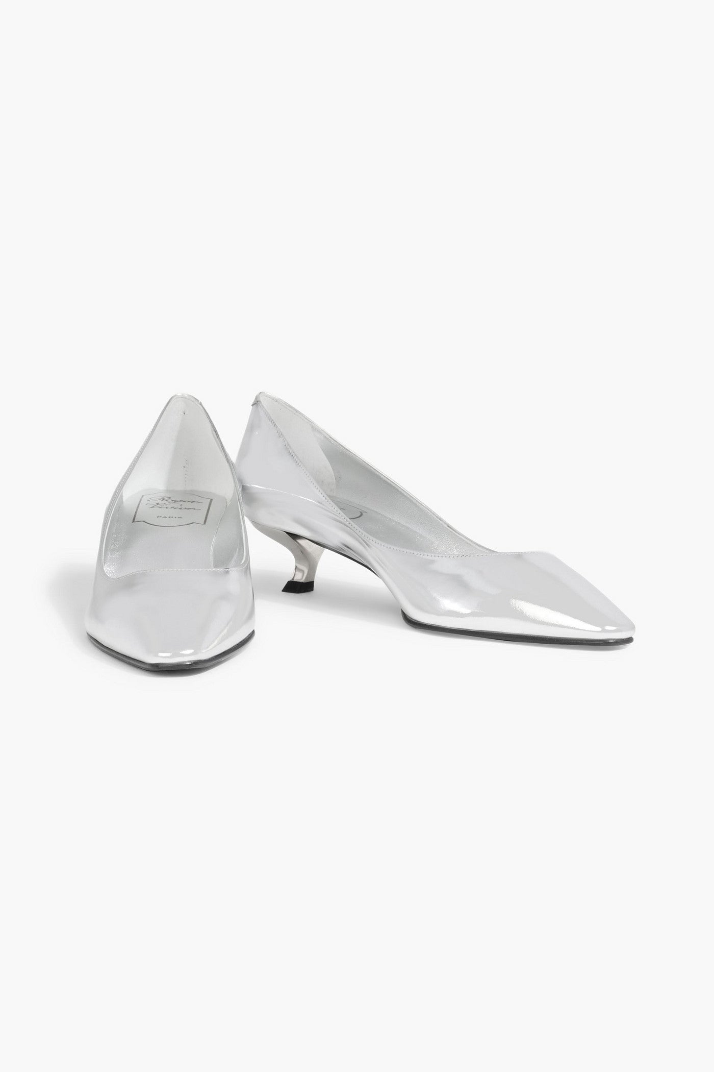 Roger Vivier Virgule Mirrored-Leather Pumps Silver Women's