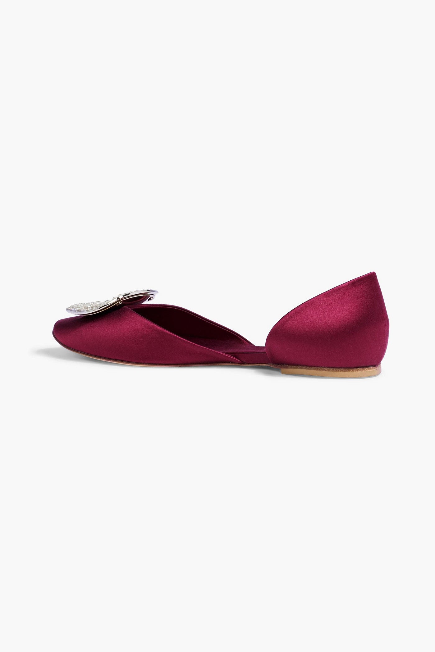 Roger Vivier Ballerine Chips Strass Embellished Satin Flats Burgundy Women's