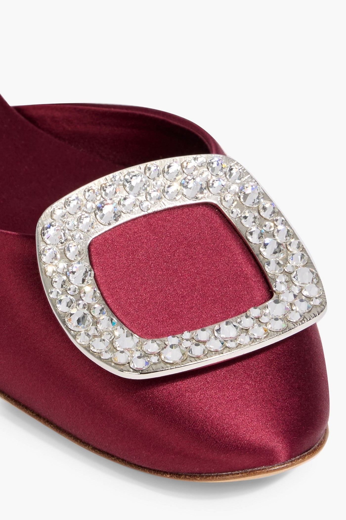 Roger Vivier Ballerine Chips Strass Embellished Satin Flats Burgundy Women's
