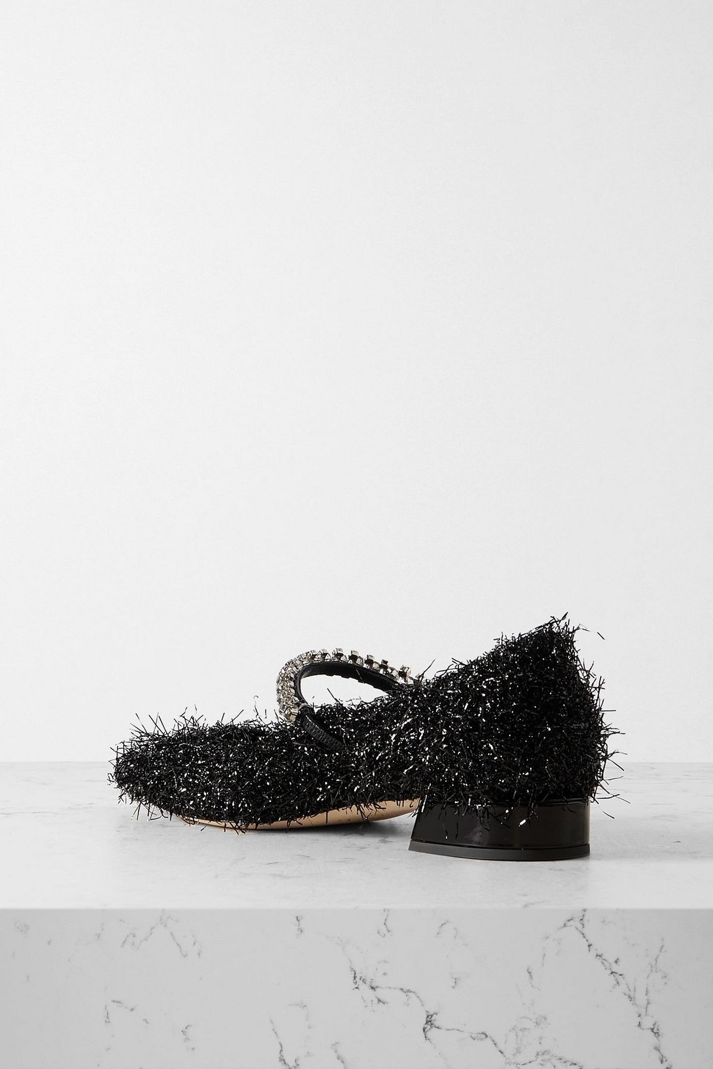 Jimmy Choo Bing 25 Crystal-Embellished Tinsel Pumps Black Women's