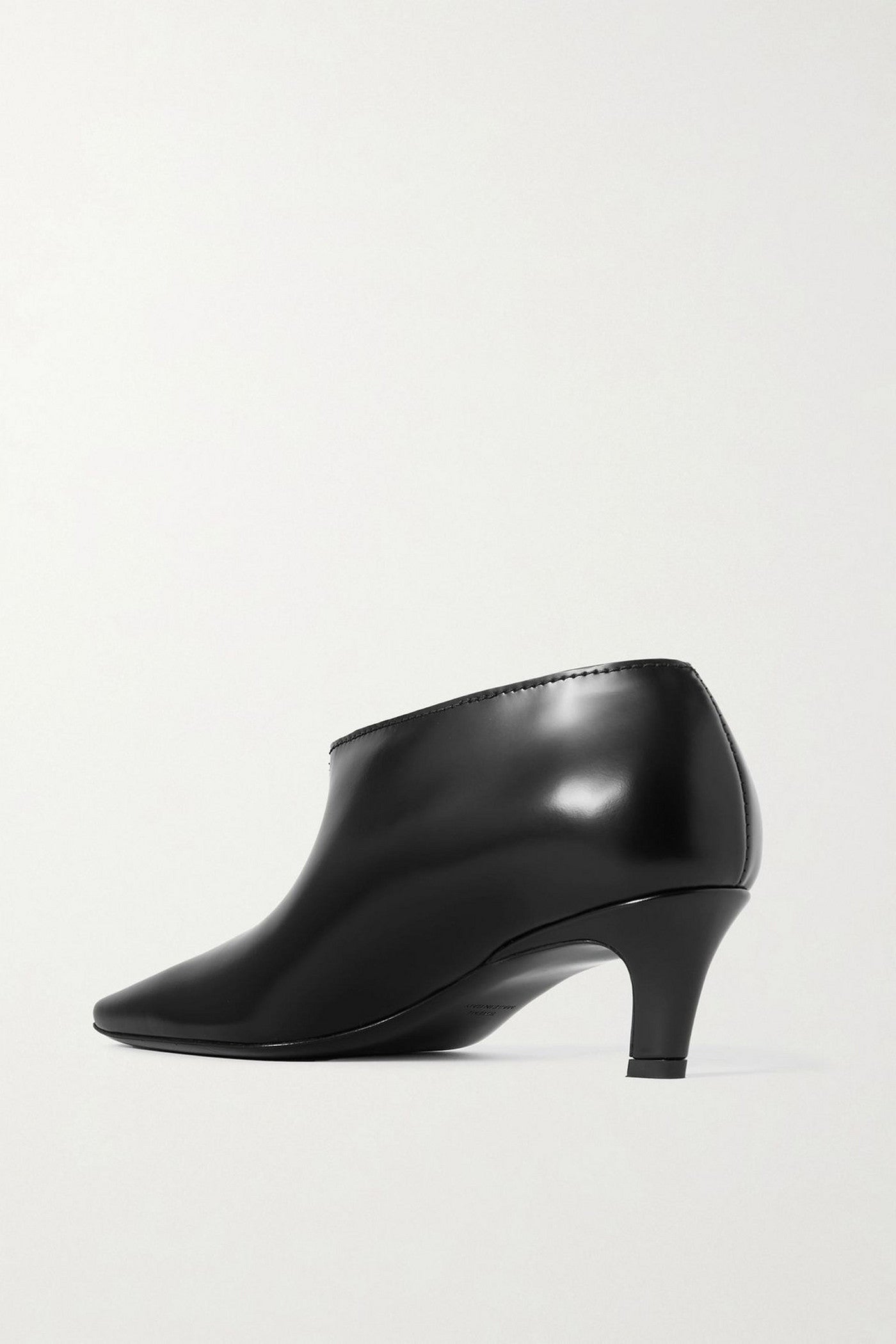 Toteme The Wide Shaft Glossed-Leather Ankle Boots Black Women's
