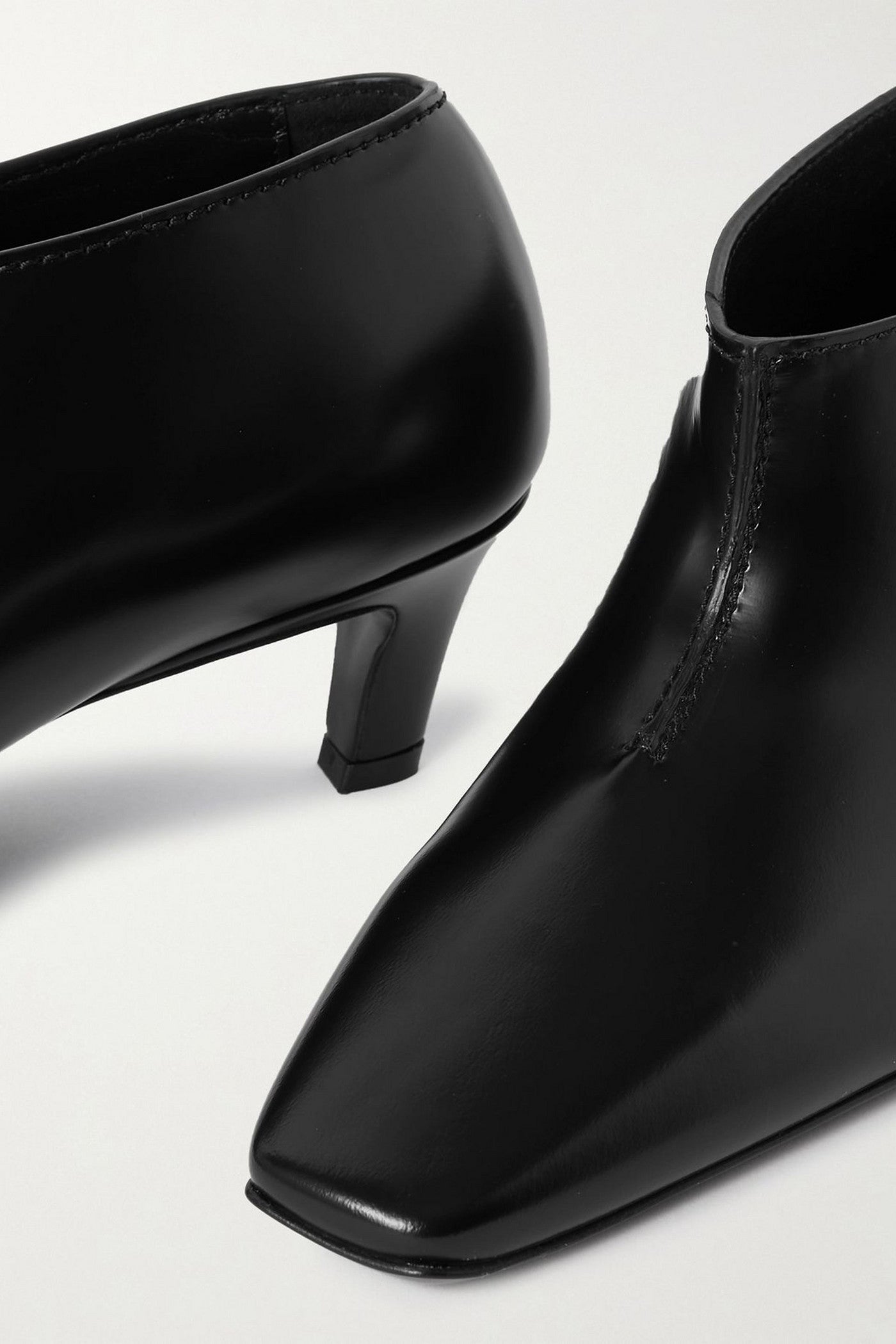 Toteme The Wide Shaft Glossed-Leather Ankle Boots Black Women's