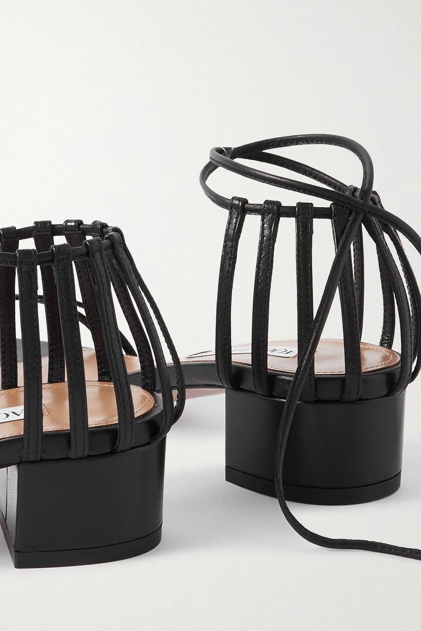 Aquazzura Straight To Heaven Leather Sandals Black Women's
