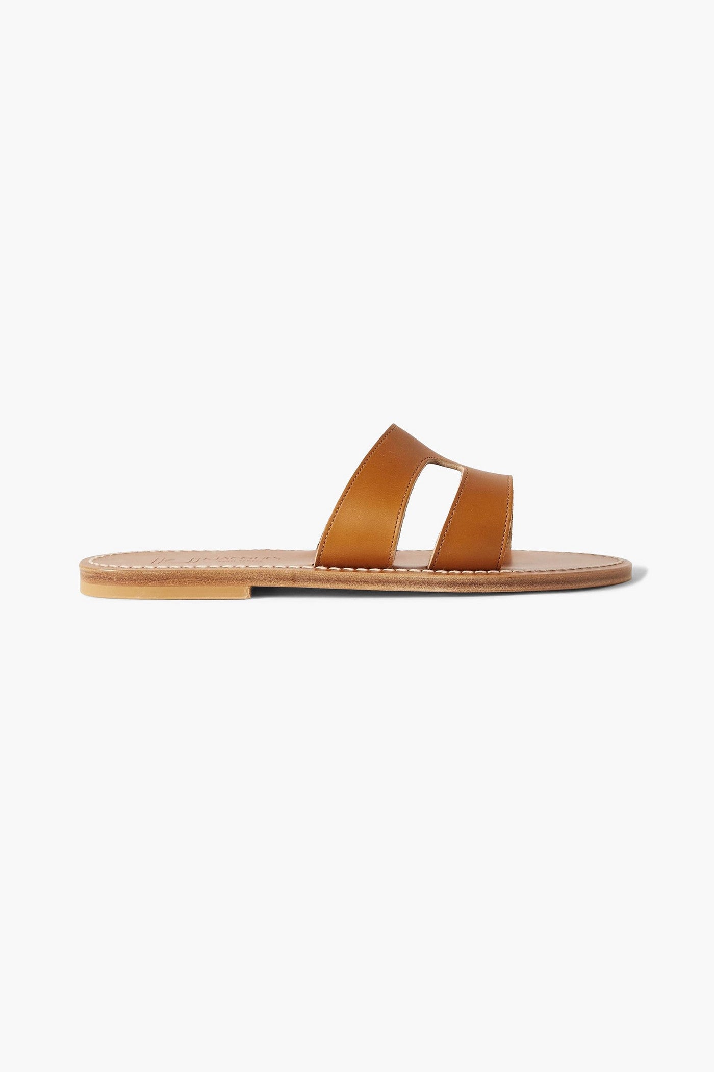 K.Jacques St. Tropez Menandre Cutout Leather Slides Tan Women's