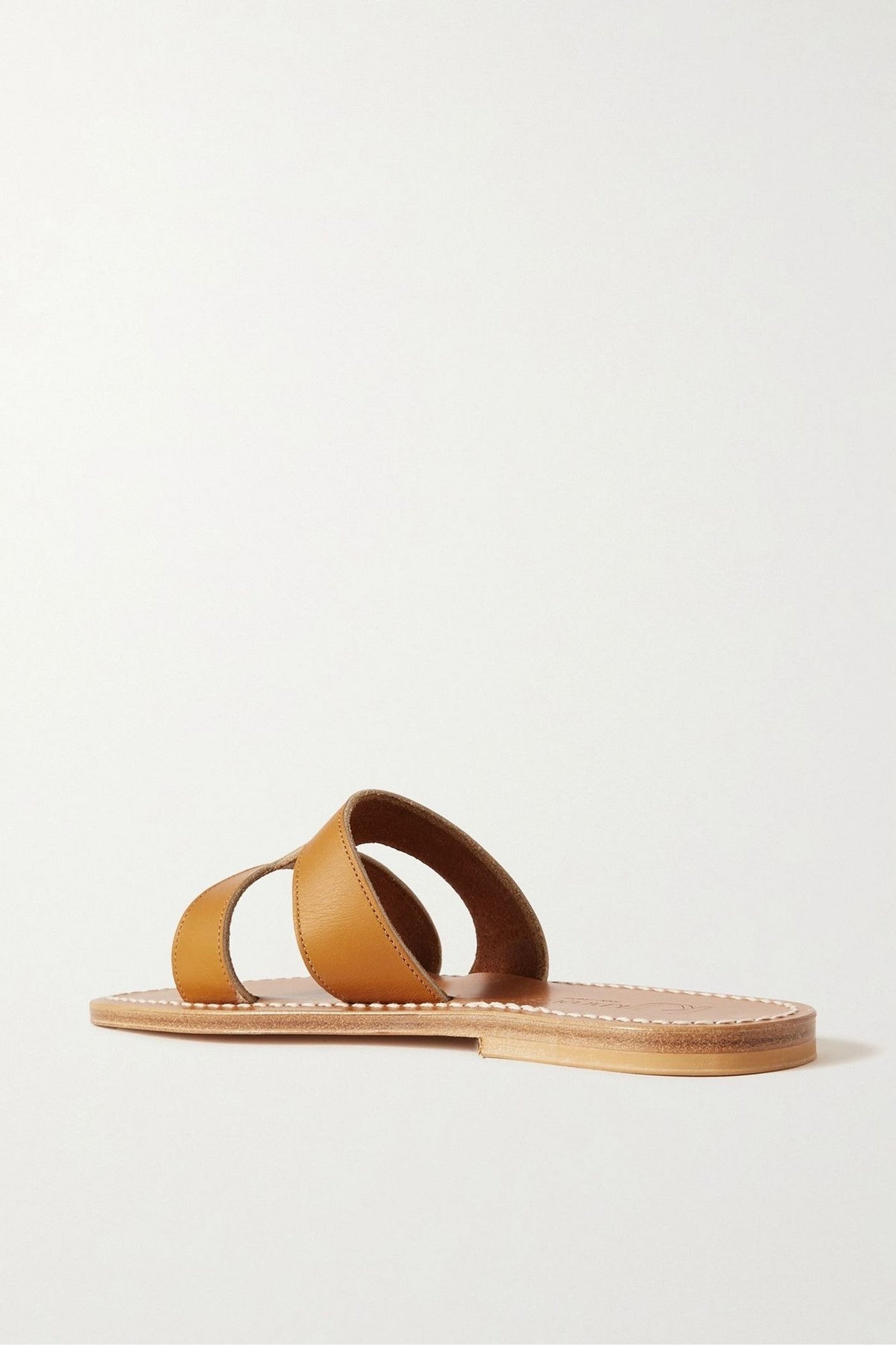 K.Jacques St. Tropez Menandre Cutout Leather Slides Tan Women's
