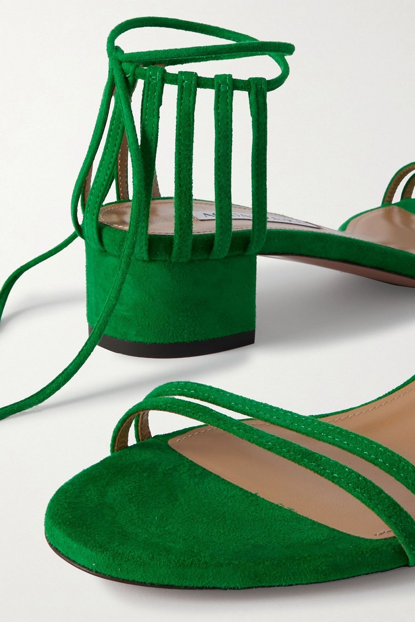Aquazzura Straight To Heaven Suede Sandals Green Women's
