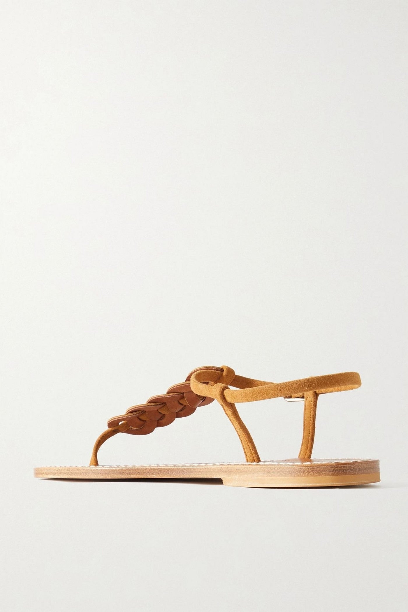 K.Jacques St. Tropez Lemovis Woven Suede Sandals Camel Women's